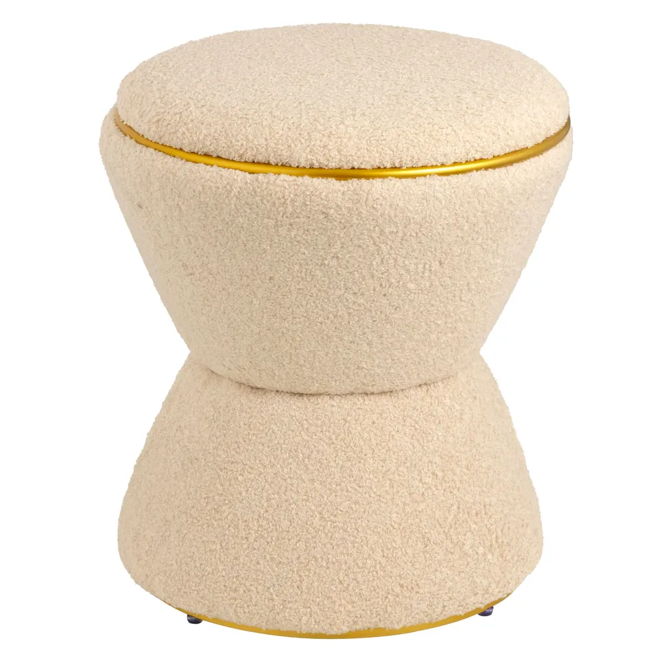 Baroni Home Pouf Poggiapiedi Clessidra Sherpa Beige 37x37x43