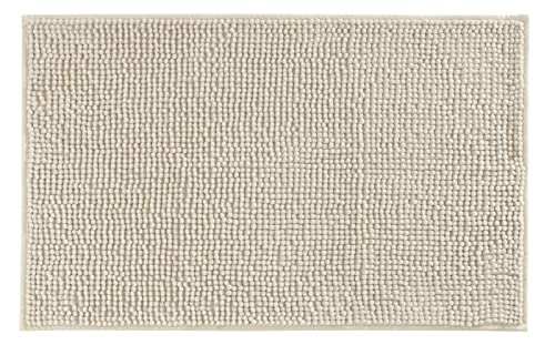 Baroni Home Tappeto Bagno Ciniglia Panna 50x80 cm Antiscivolo