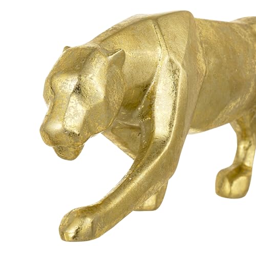 Baroni Home Statuetta Leopardo Oro in Resina 24x5x7 cm Moderna