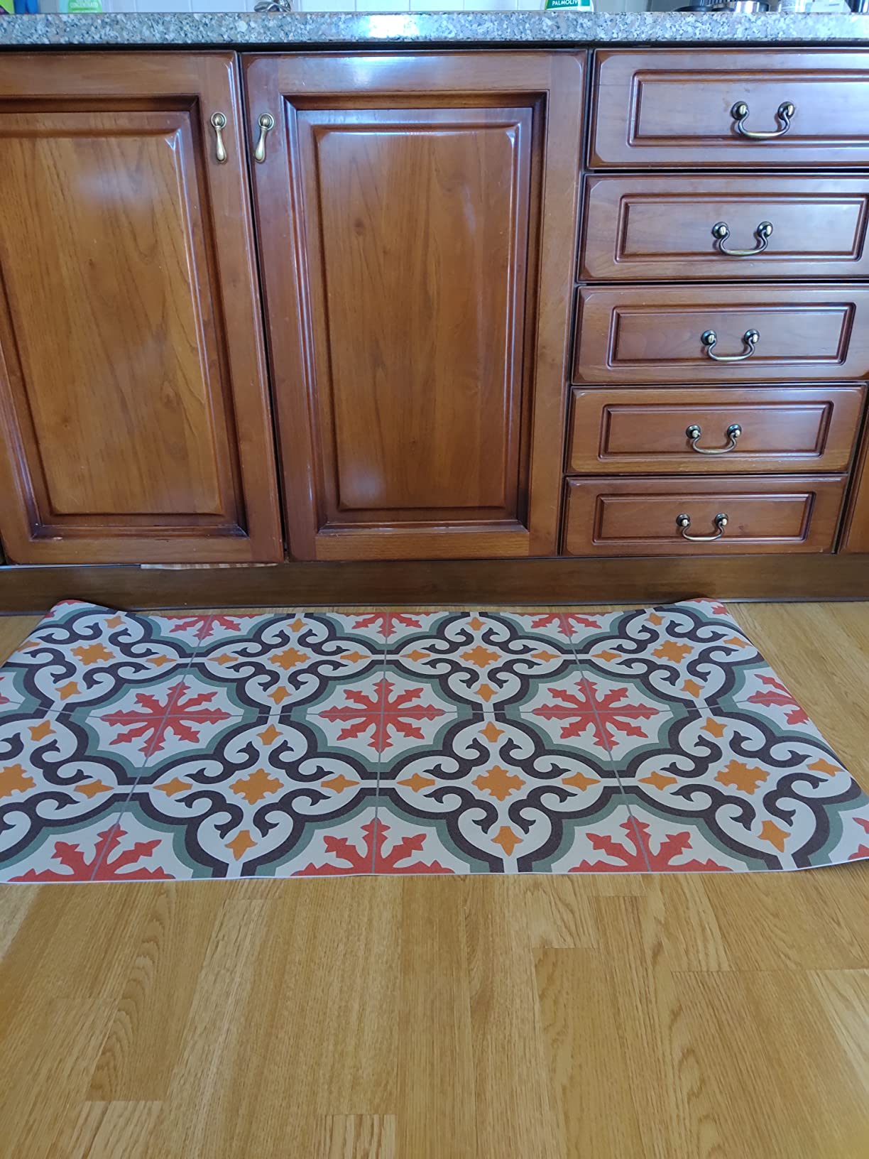 Baroni Home Tappeto PVC 120x60 cm Fiori Rosa Antimacchia