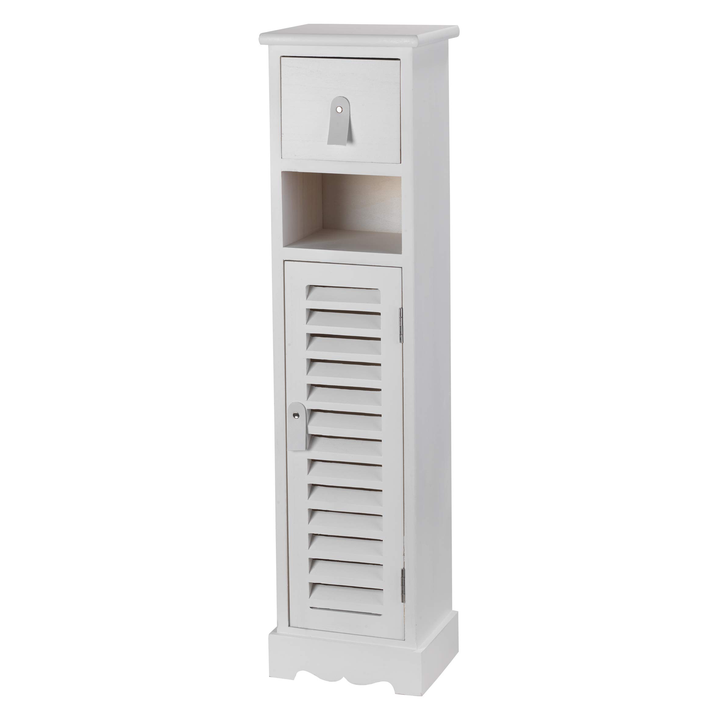 Baroni Home Colonnina Legno Bianca 21,5x18x86 cm Soggiorno