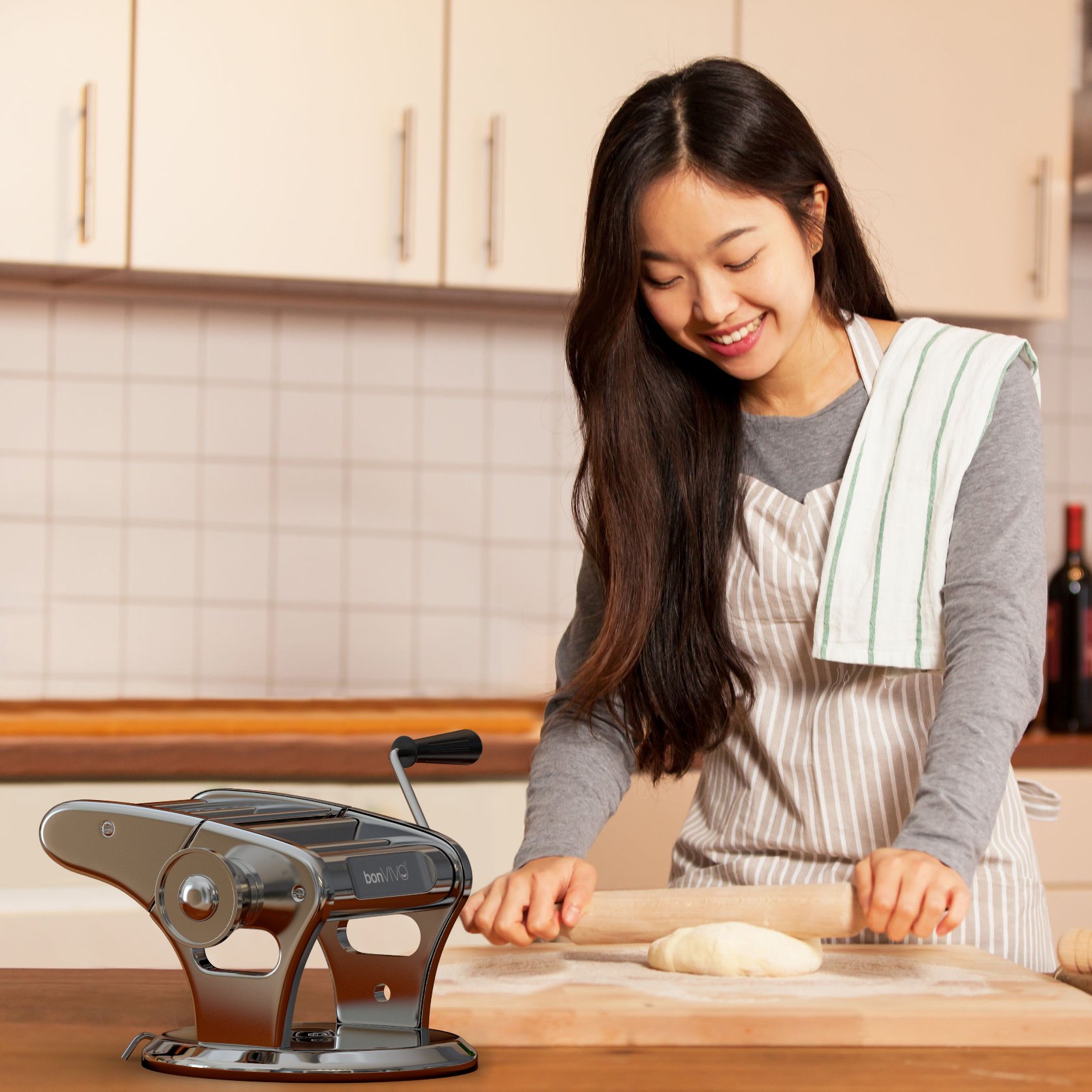 bonVIVO Pasta Mia macchina pasta fresca acciaio inox ventosa