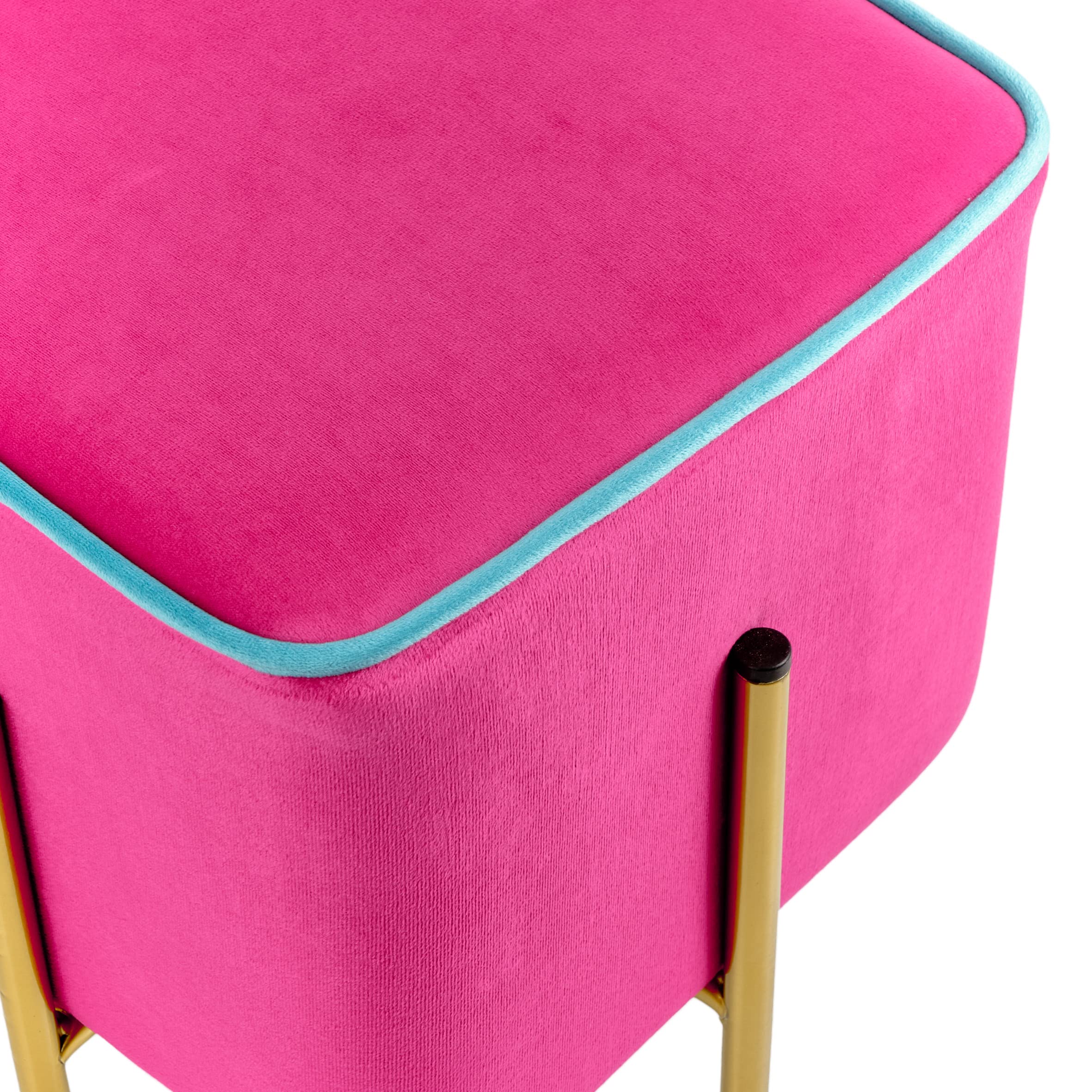 Baroni Home Pouf Velluto Fucsia Bordo Turchese 33x33x38 cm