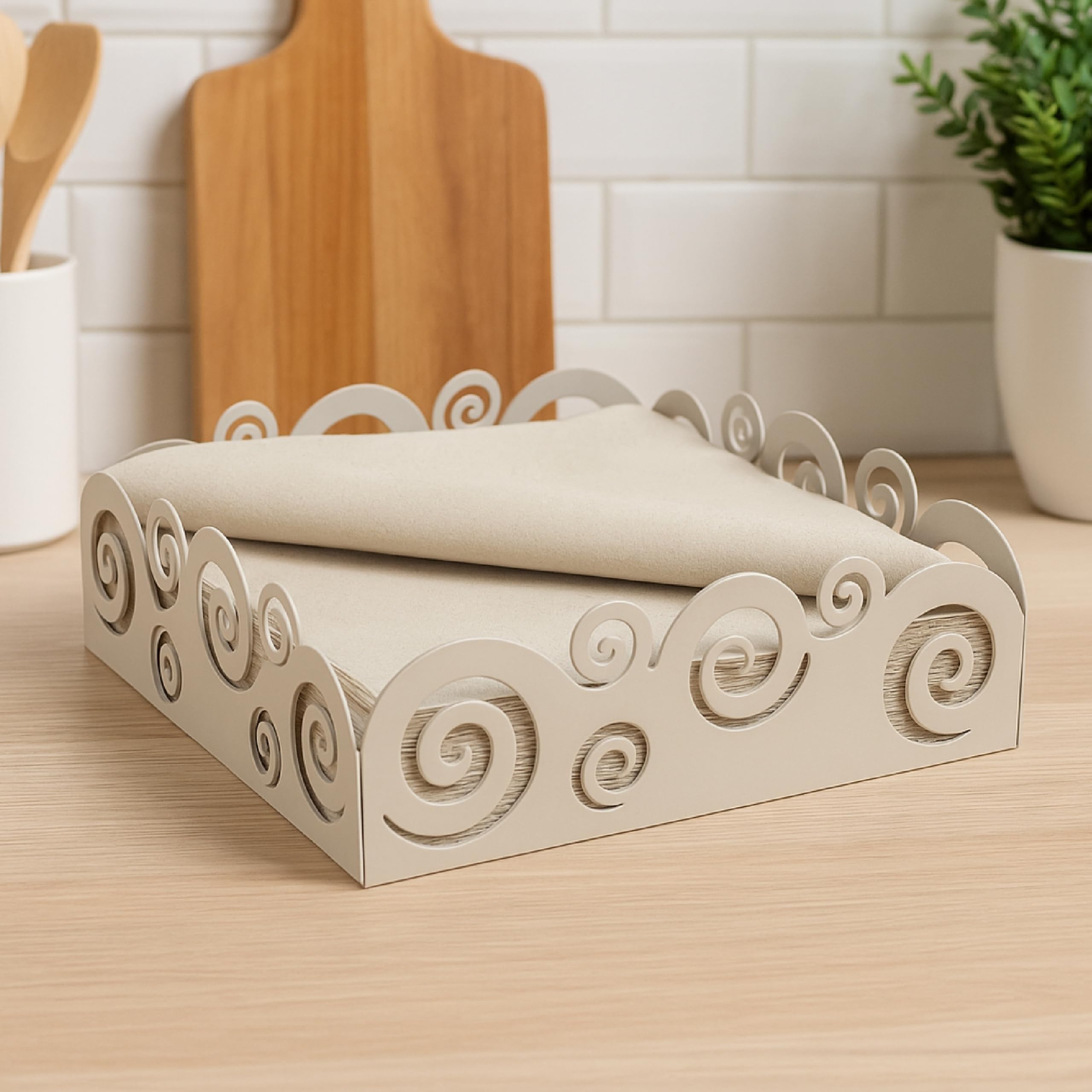 Baroni Home Portatovaglioli Metallo Ricciolo Tortora 16,5 cm