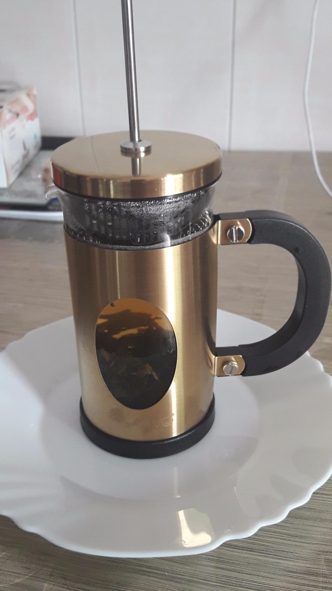 bonVIVO French Press Caffettiera Stantuffo Rame 8 Tazze Vetro