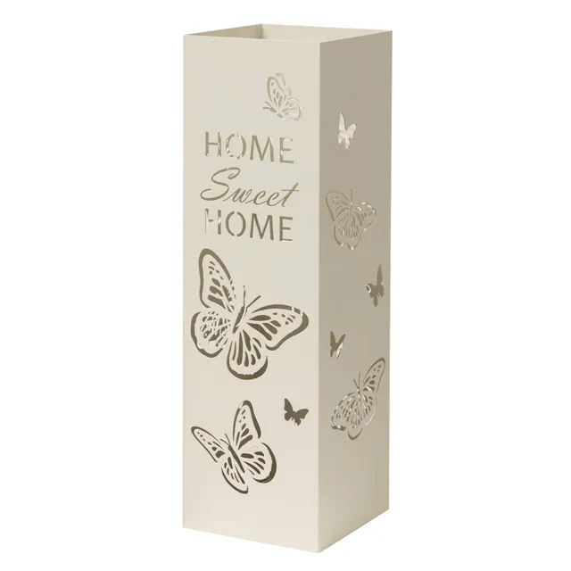 Baroni Home portaombrelli metallo bianco farfalle 15,5x15,5x49 cm