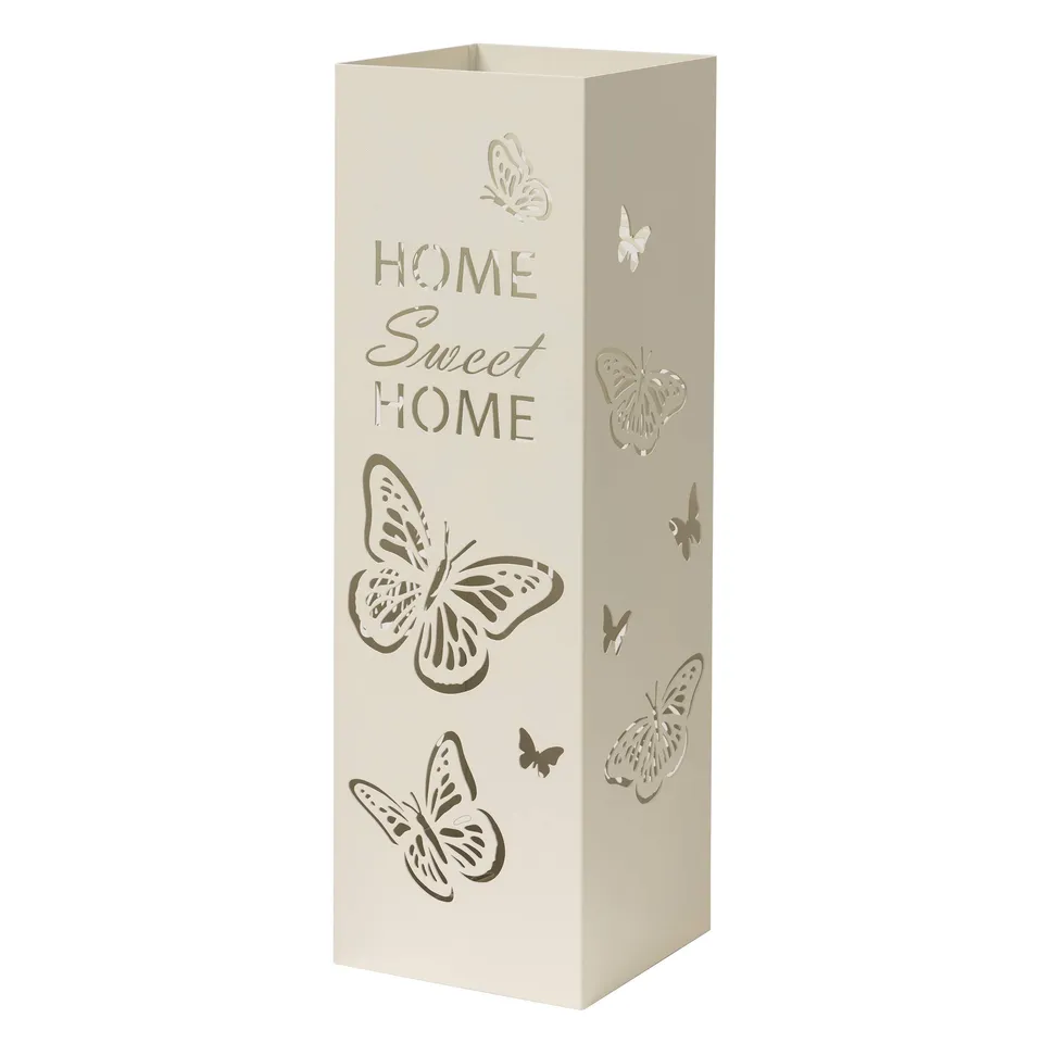 Baroni Home portaombrelli metallo bianco farfalle 15,5x15,5x49 cm