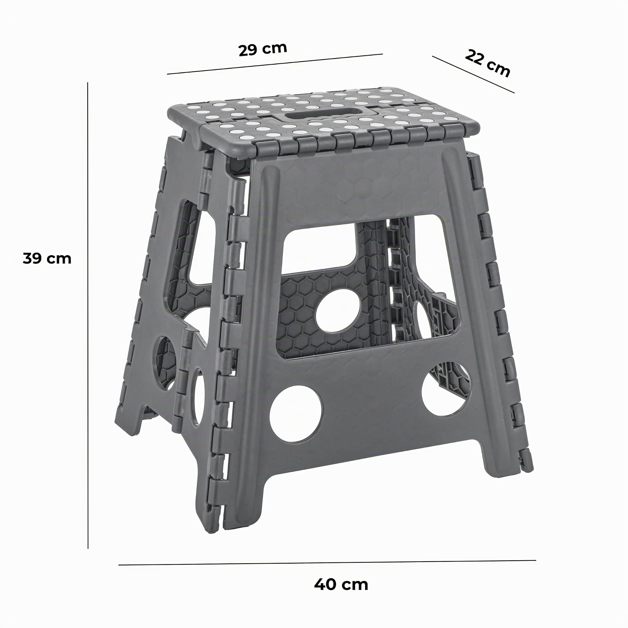 Baroni Home Sgabello Pieghevole L Grigio Scuro 130 kg
