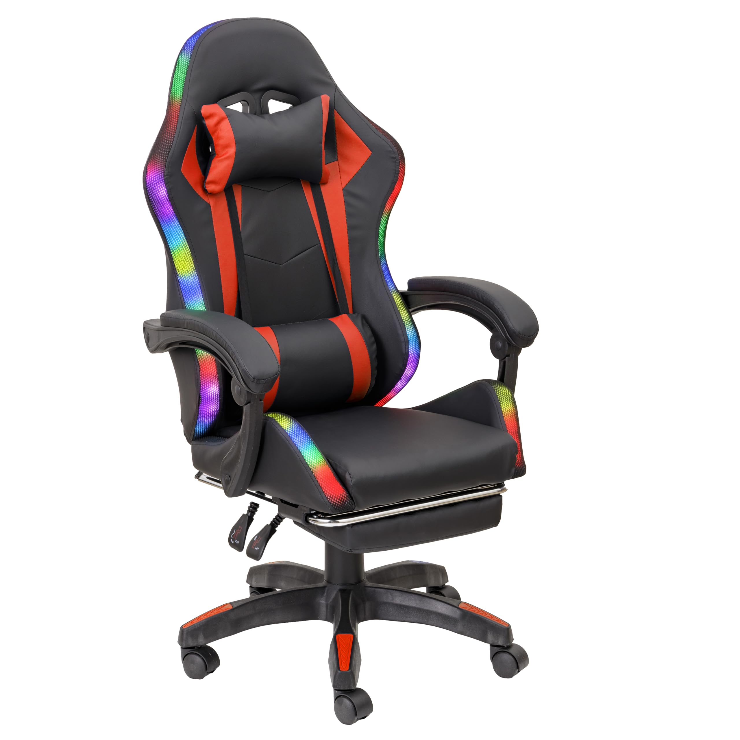 Baroni Home sedia gaming rossa con LED e poggiapiedi