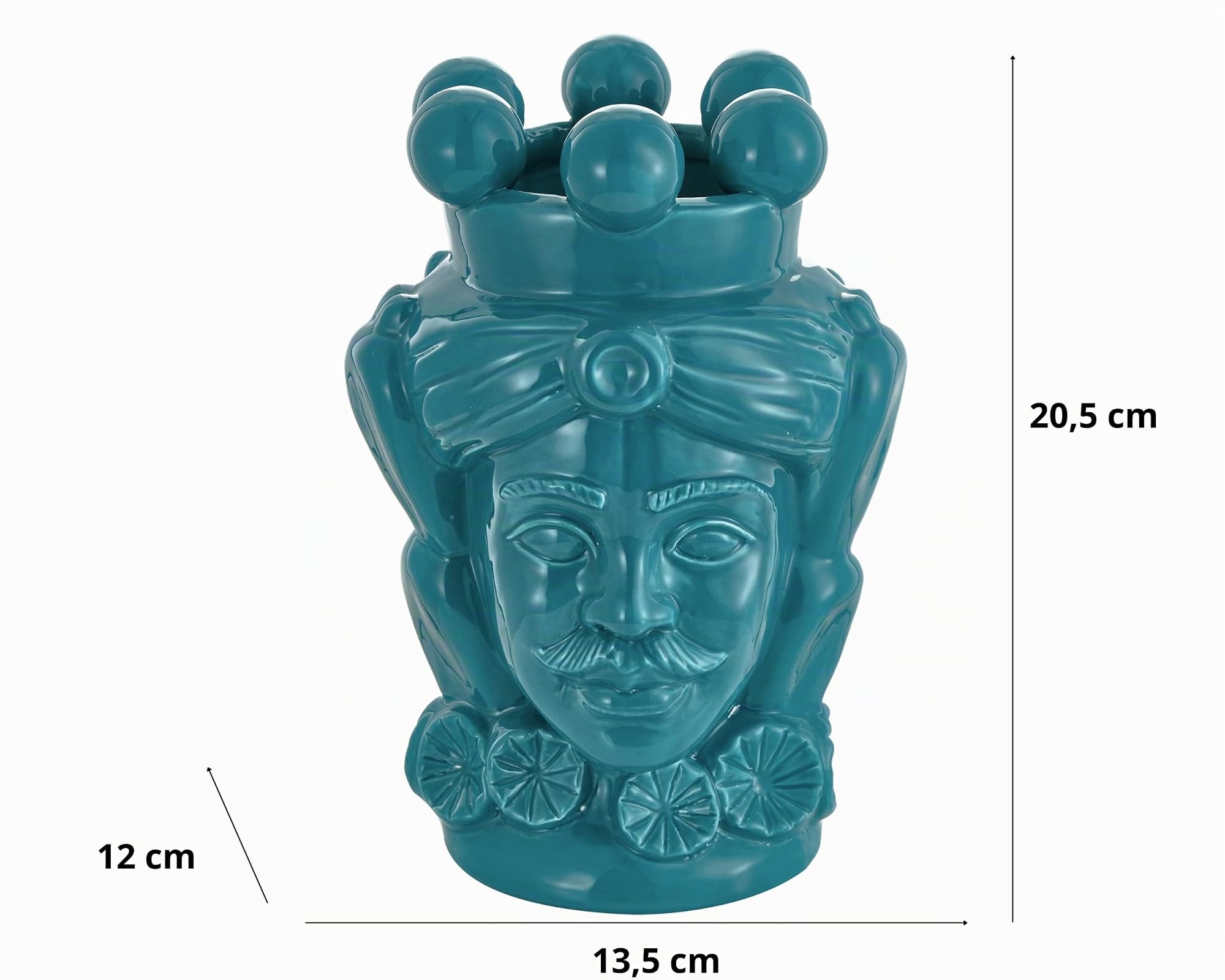 Baroni Home Regina Turchese Testa di Moro Vaso 20,5 cm