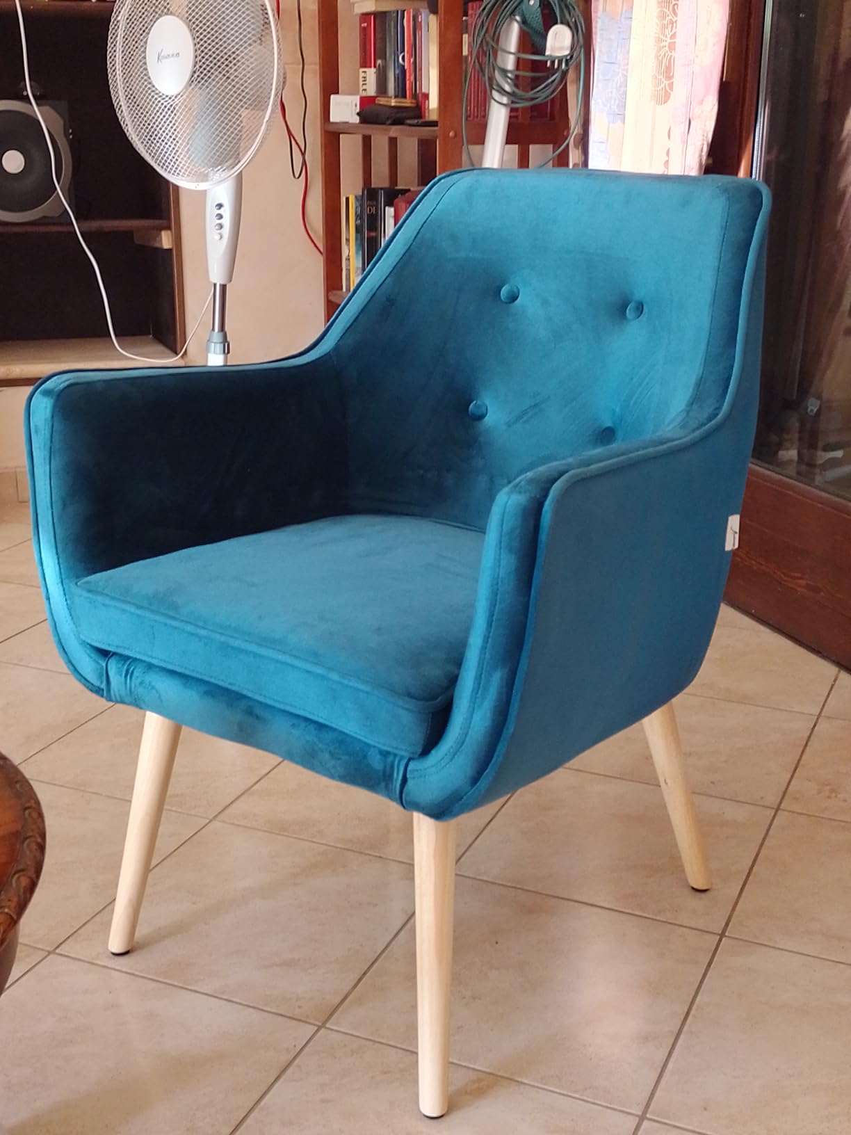 Baroni Montemaggi Poltrona Velluto Gambe Legno 65x65x85 cm