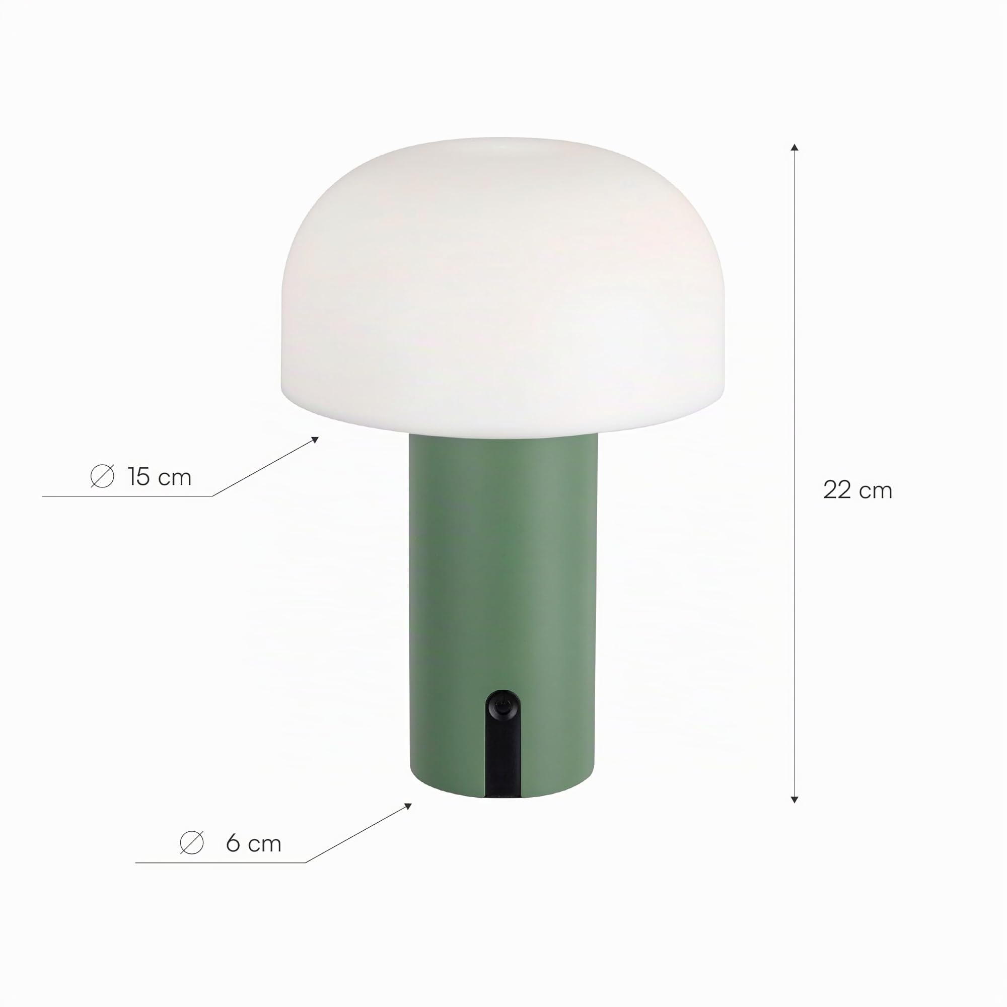 Baroni Home Lampada LED Fungo Senza Fili Verde 22 cm Ricaricabile