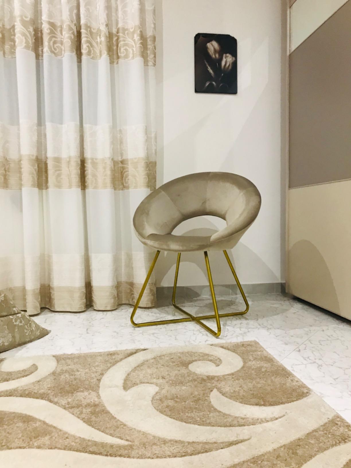 Baroni Home Poltrona Bibi Moon Beige Velluto 71x59x84 Portata 200kg
