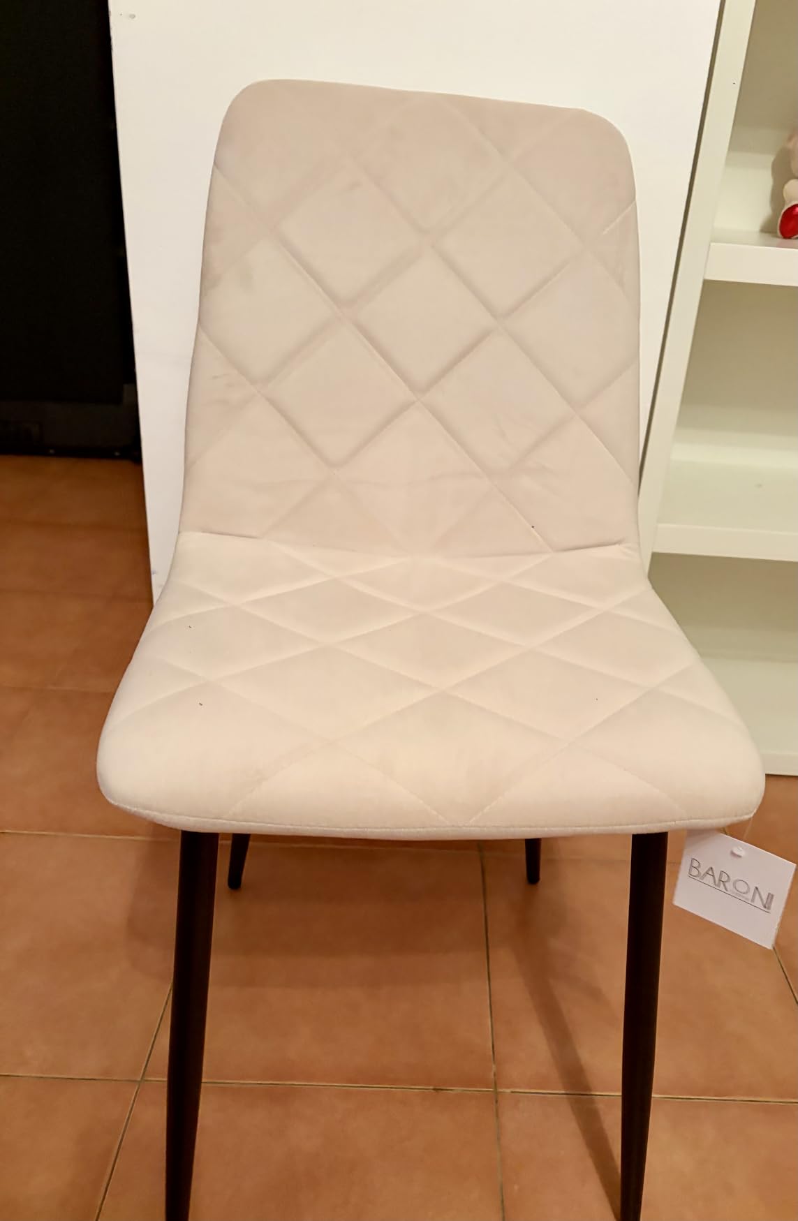 Baroni Home sedia in velluto rosa 52x44x85 cm gambe ferro