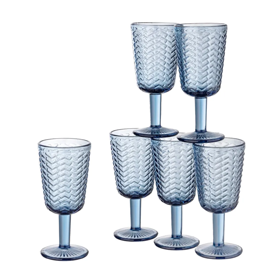 Baroni Home Wave set 6 calici vetro blu 27 cl
