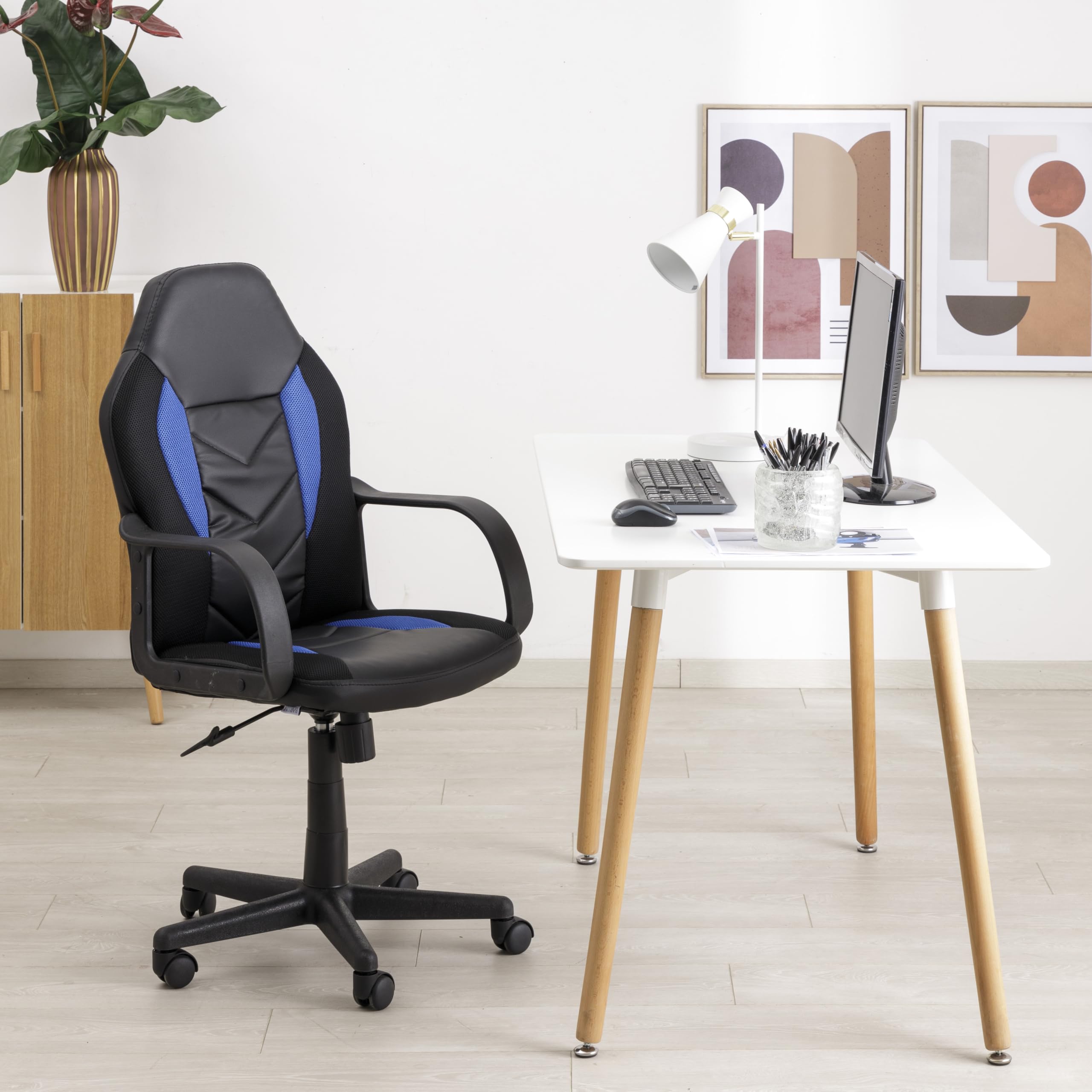 Baroni Home Sedia Gaming Ergonomica Blu Girevole