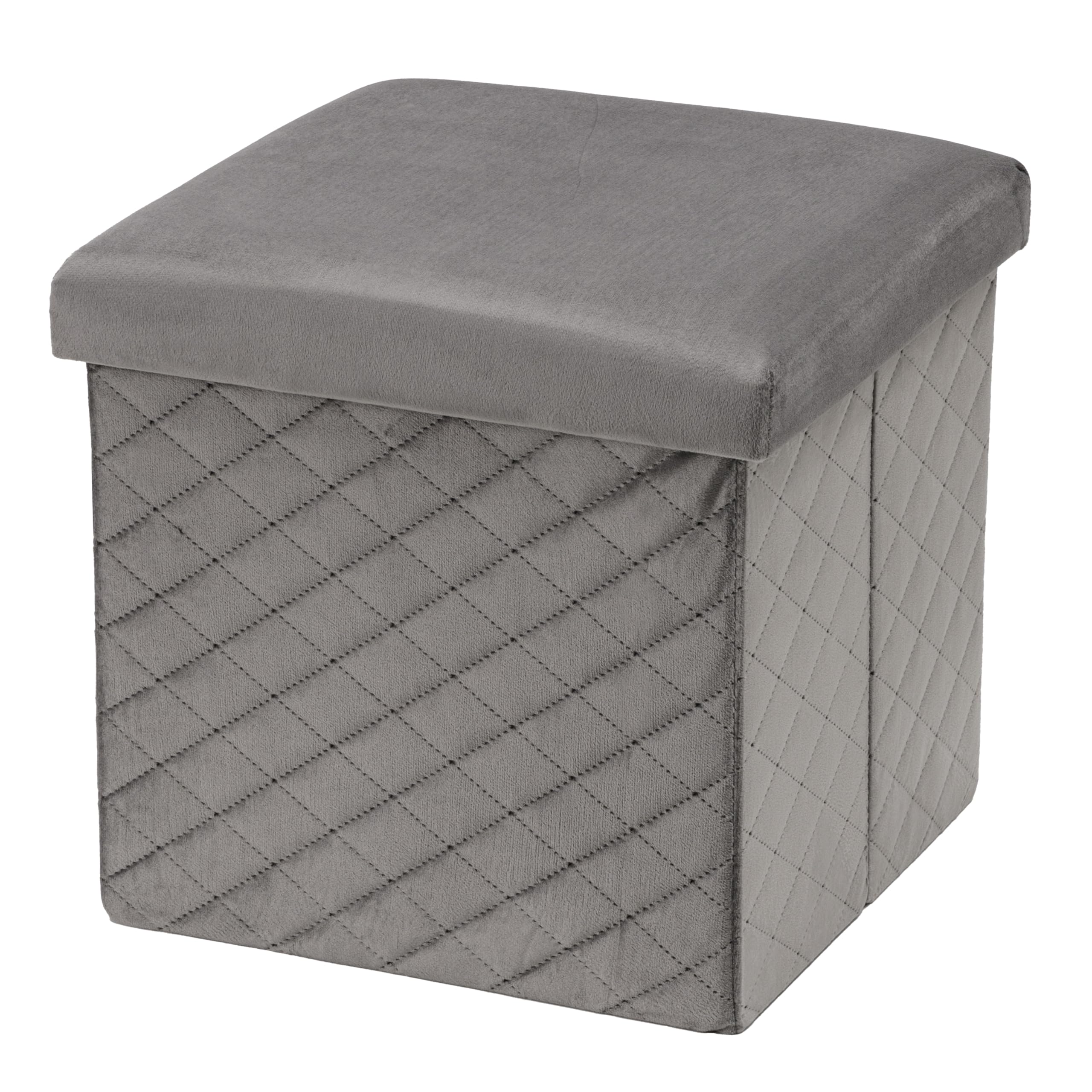 Baroni Home Pouf Contenitore Velluto Rosa Cipria 32x32x33 cm