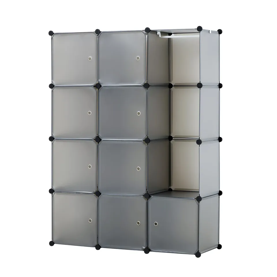 Baroni Home armadio componibile 12 scomparti grigio 111x37x147 cm