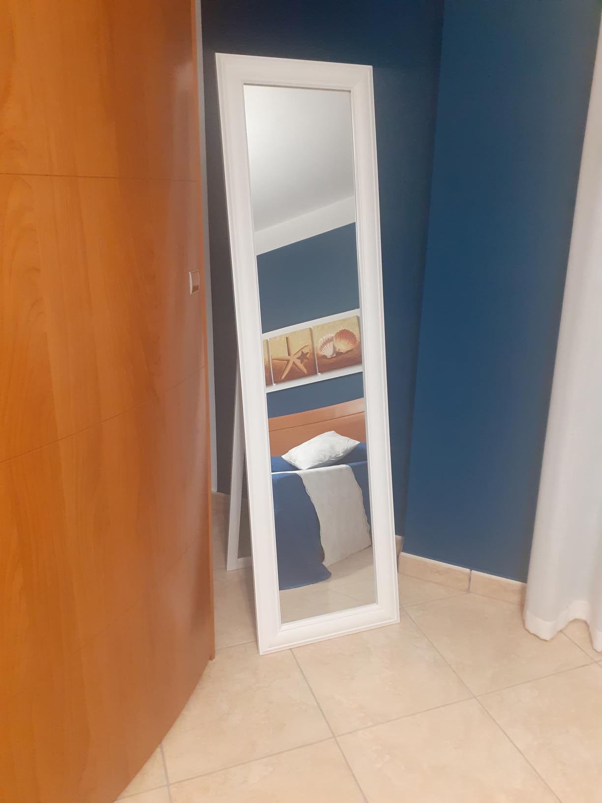 Baroni Home Specchio da Terra Bianco 43x163 cm Inclinabile