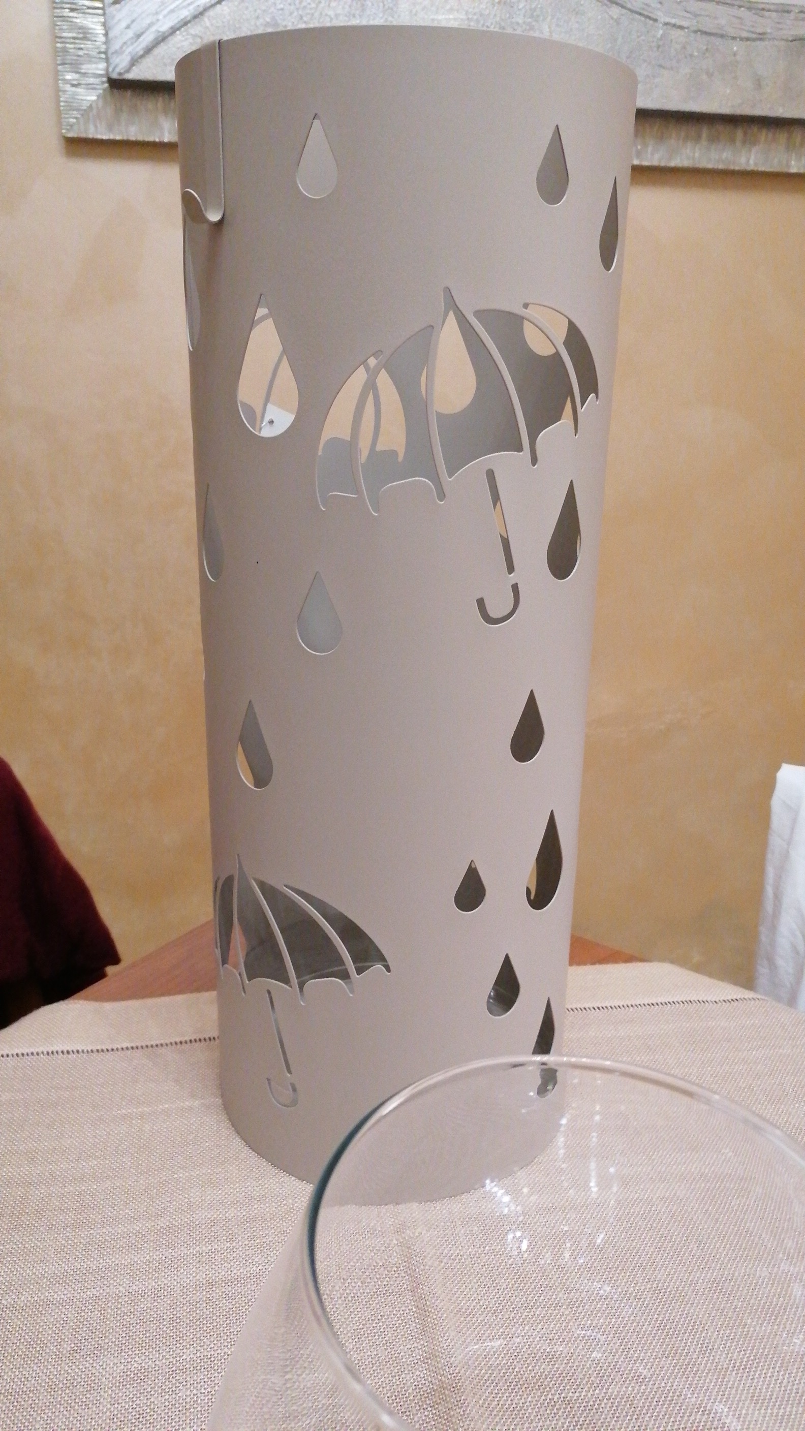 Baroni Home portaombrelli cilindrico pioggia metallo bianco