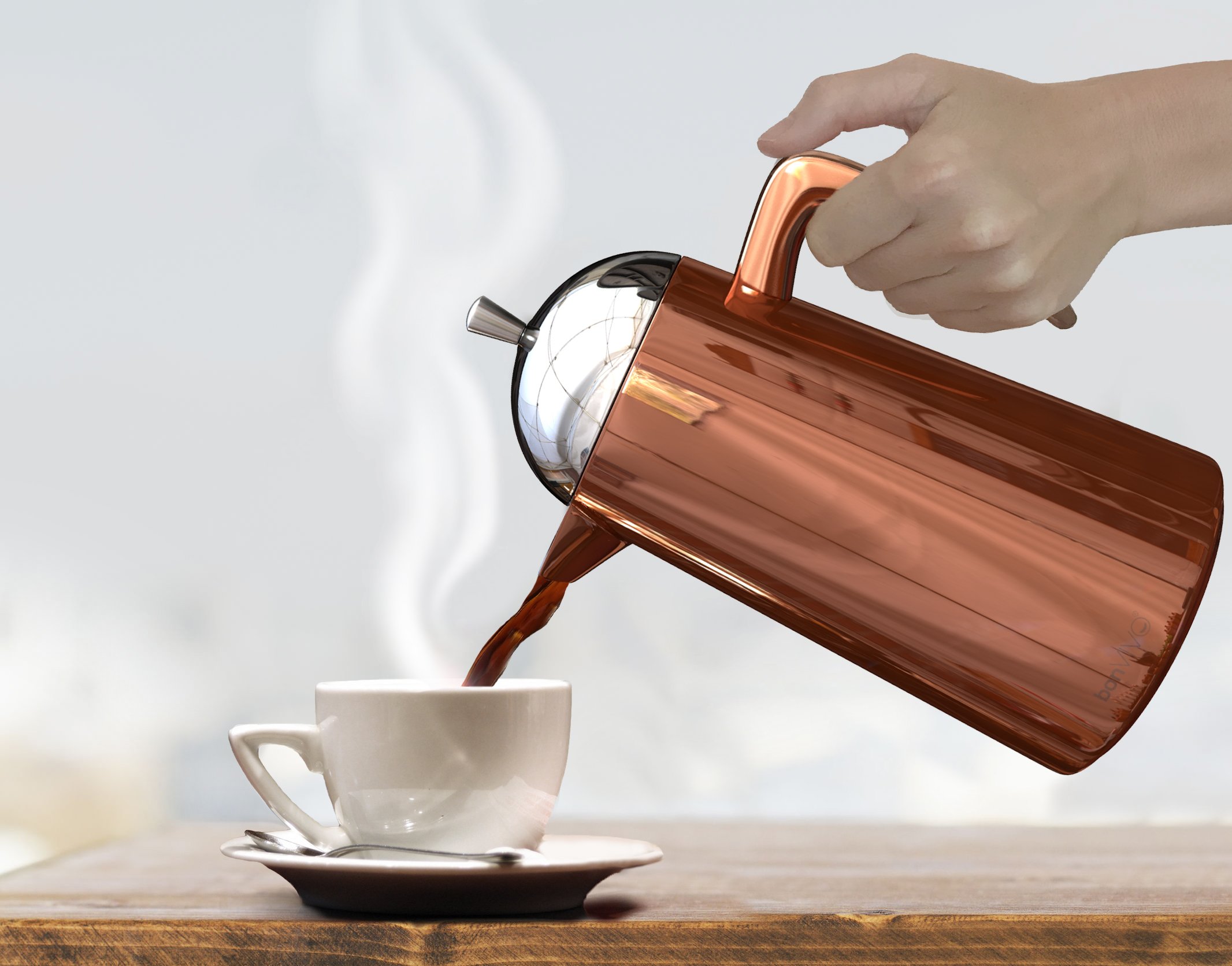 bonVIVO Aromo Caffettiera French Press 1000 ml Acciaio Inox
