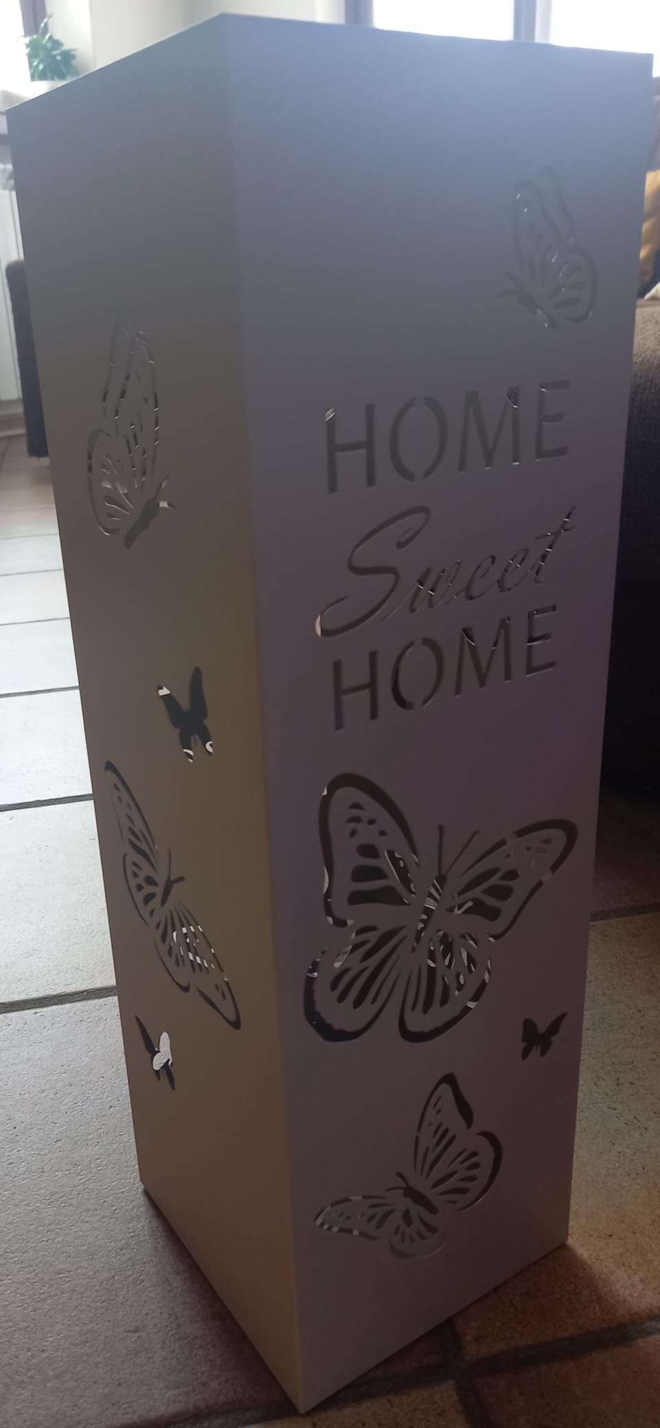 Baroni Home portaombrelli metallo bianco farfalle 15,5x15,5x49 cm