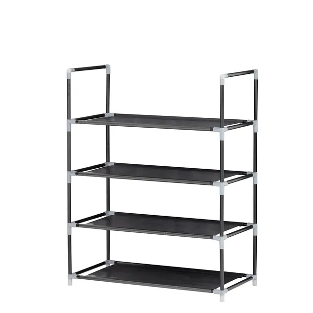Baroni Home scarpiera salvaspazio nera 4 ripiani 57x28x72 cm