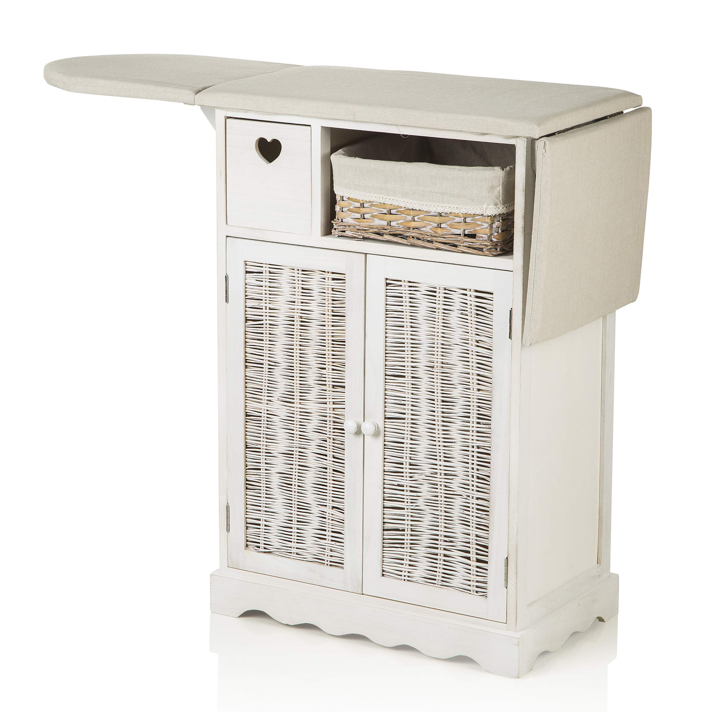 Baroni Home Mobile da Stiro Bianco 3 Cesti 54x36x86 cm