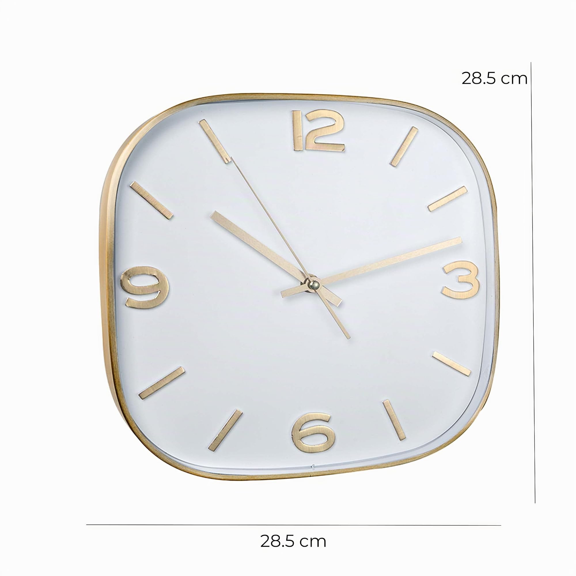 Baroni Orologio Parete PVC Quadrato Oro 29x29 cm Silenzioso