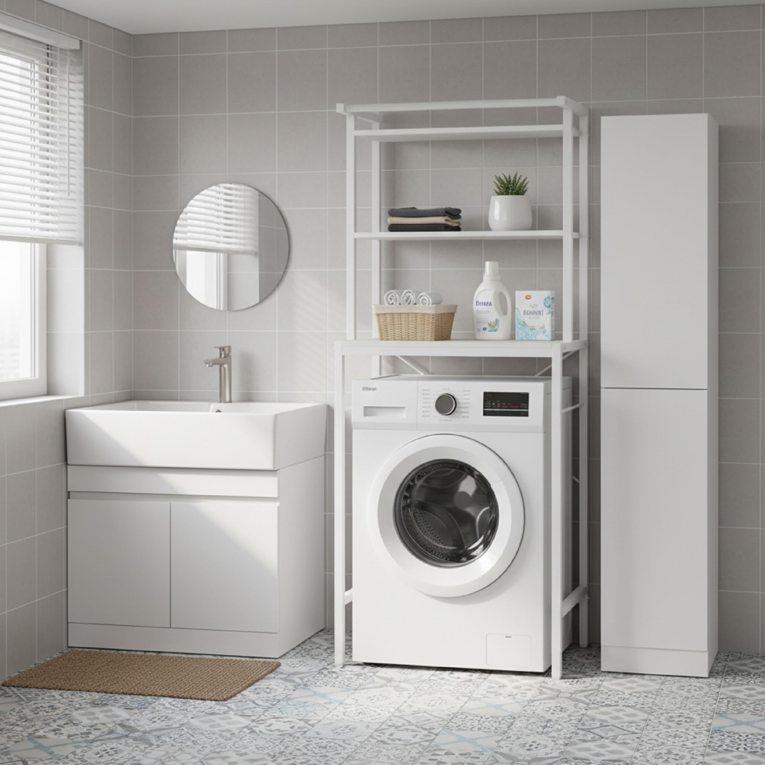 Baroni Home scaffale sopralavatrice bianco 40x67x162 cm