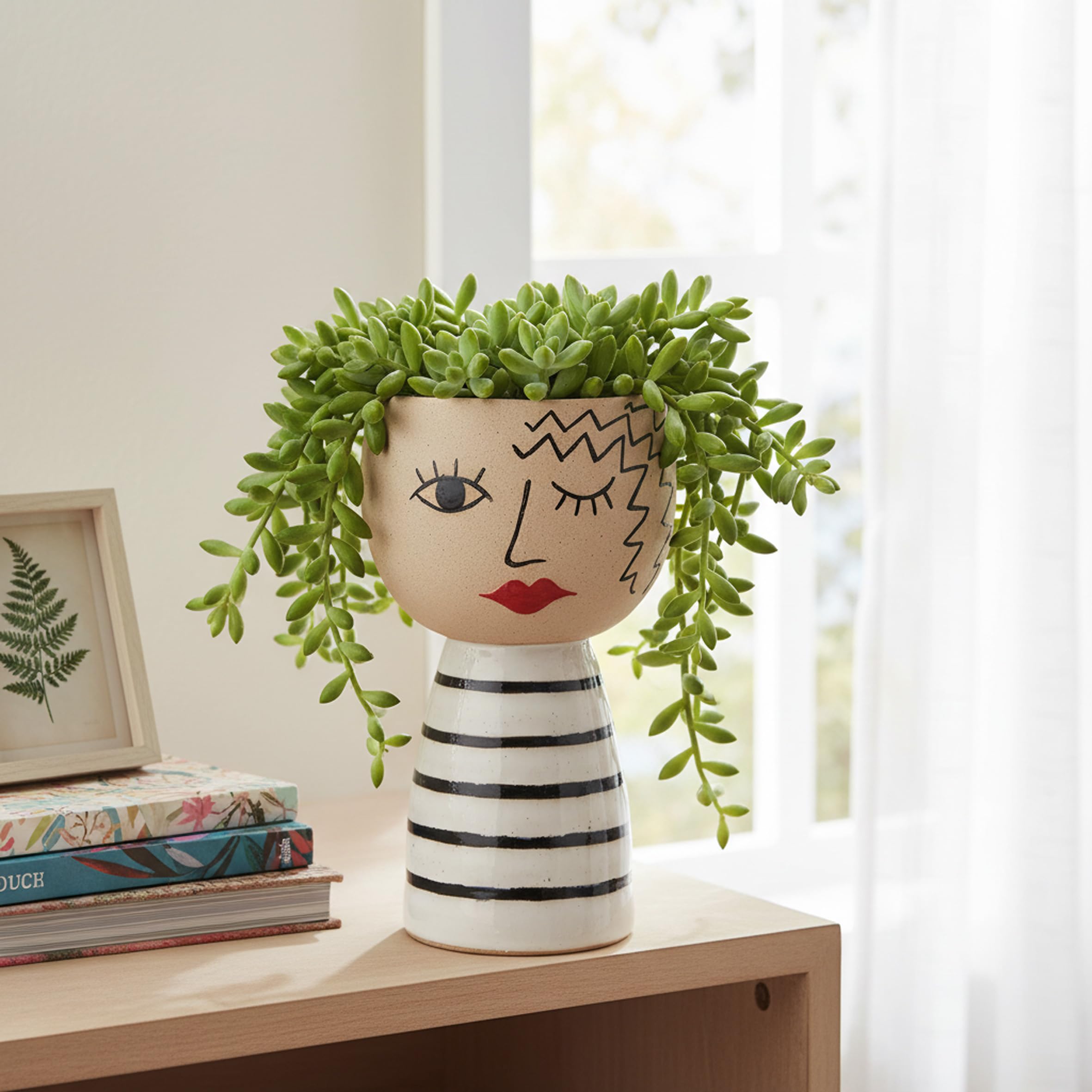 Baroni Home vaso ceramica volto occhiolino 25 cm dipinto mano
