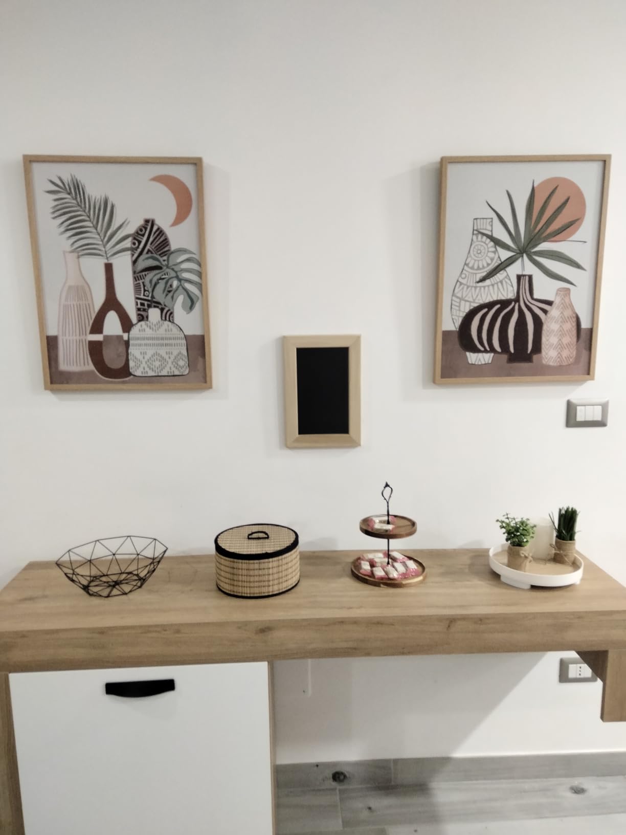 Baroni Home Decorazione Muro Geometrie 2 Pezzi Acciaio Legno