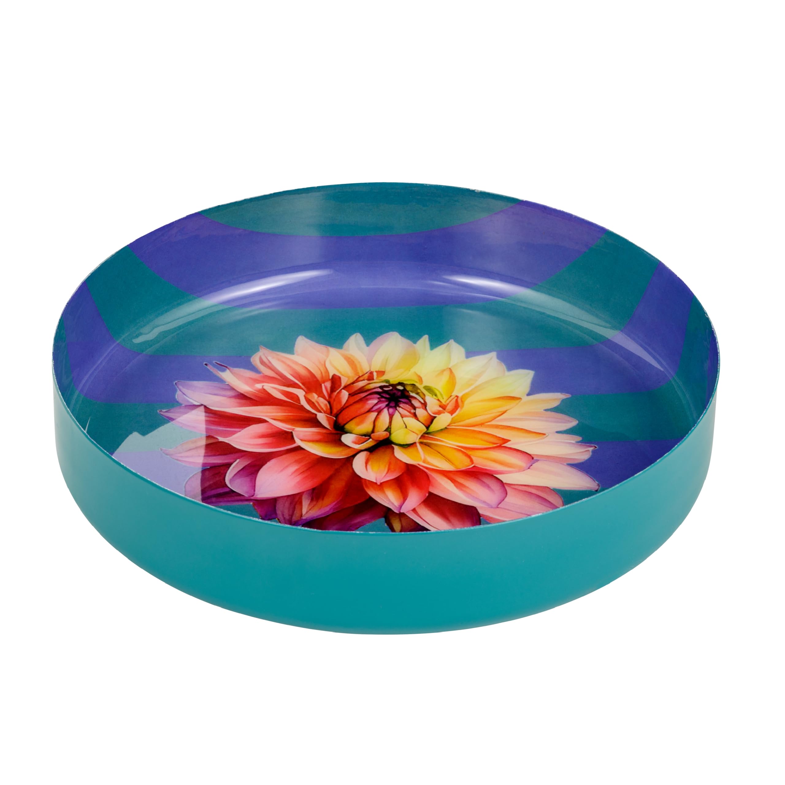 Baroni Home Vassoio Ovale Fiore Arancione in metallo 30x23 cm