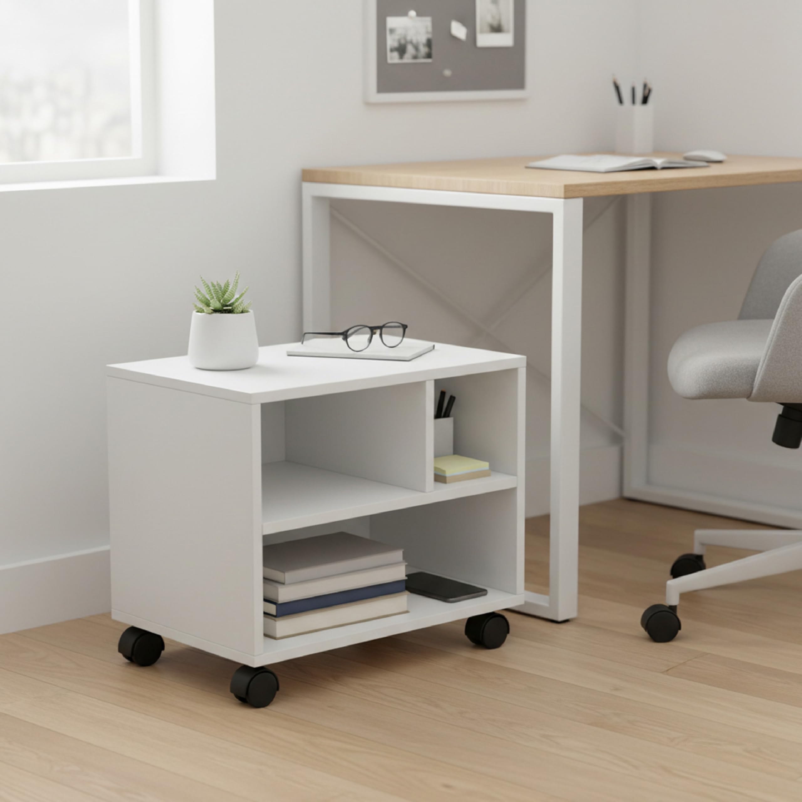 Baroni Home Carrello Ufficio 3 Scomparti Bianco 30x40x36 cm