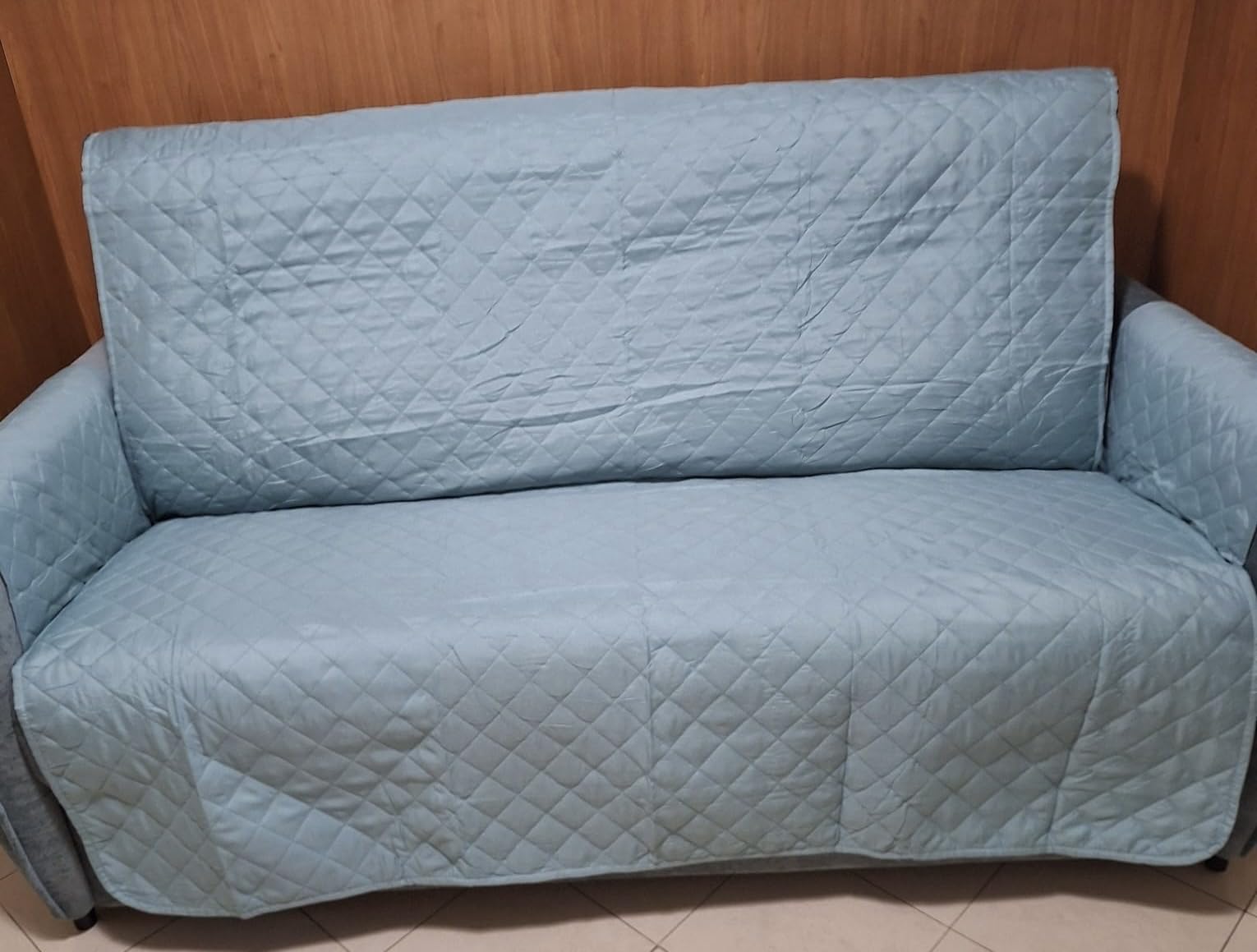 Textilhome Malu Copridivano 3 Posti 160 cm Grigio Imbottito