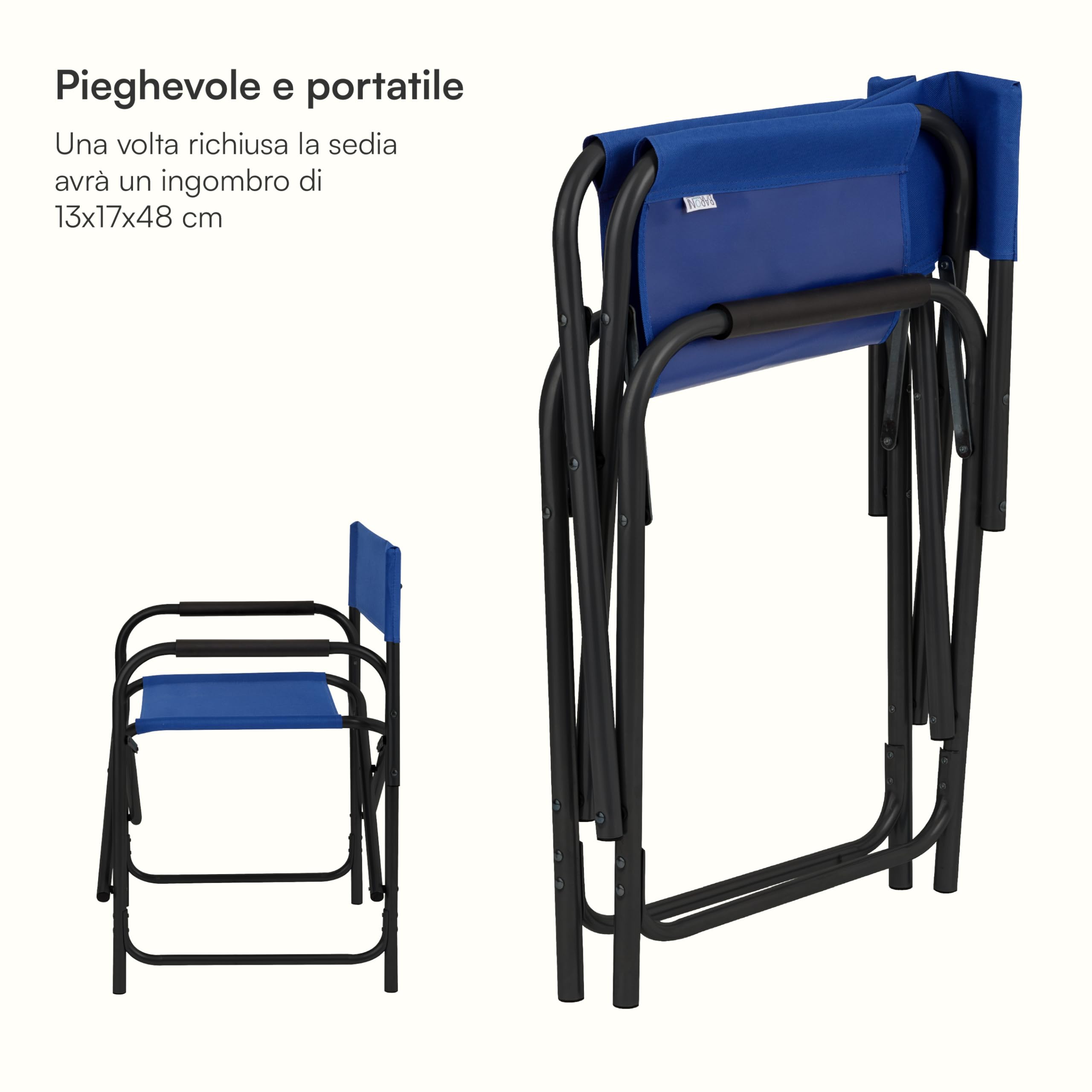 Baroni Home Sedia da Regista Pieghevole Blu in Tela