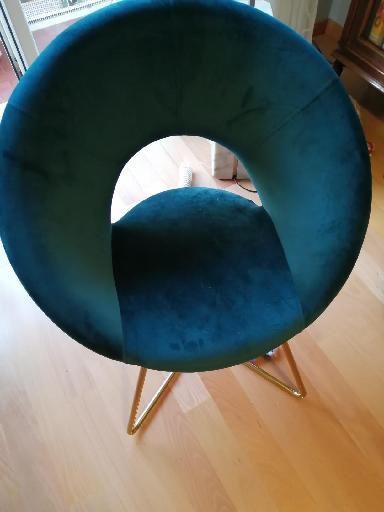 Baroni Home Montemaggi poltrona velluto petrolio gambe oro