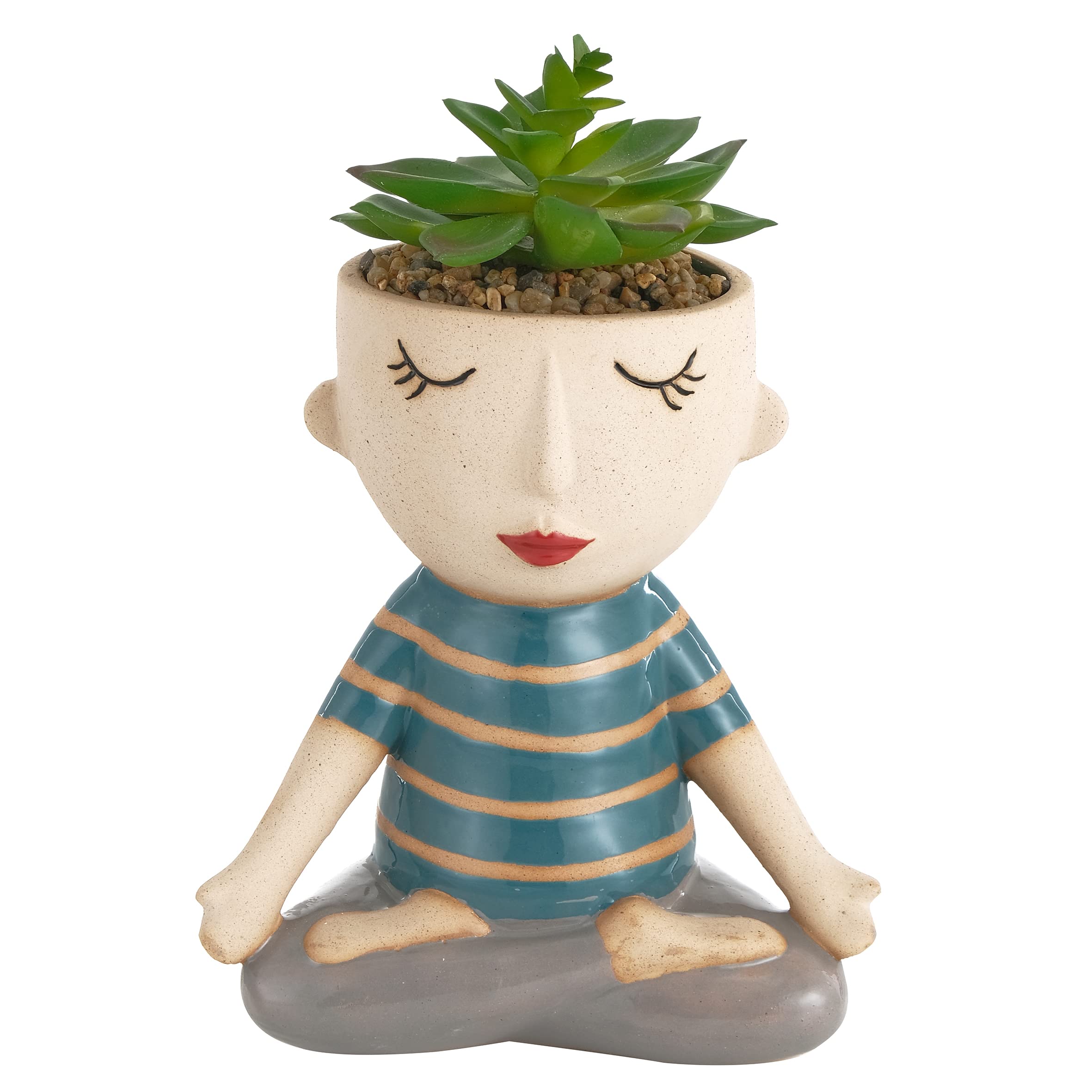 Baroni Home Vaso Ceramica Meditatore Grande con Piantina