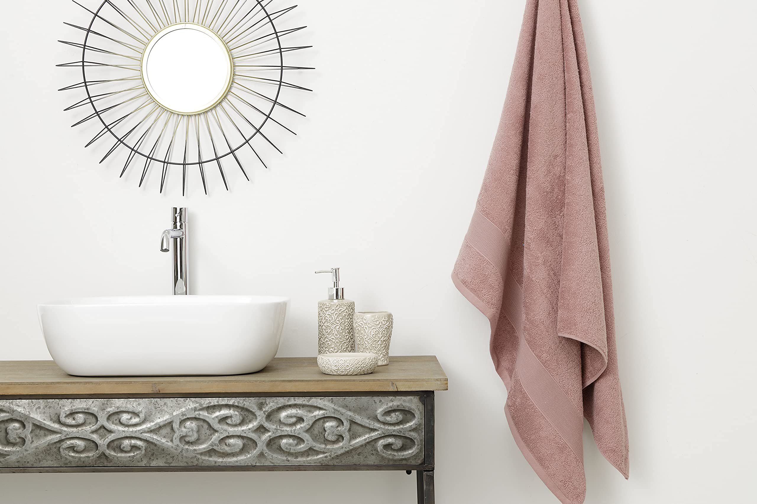 Baroni Home Telo Bagno Cotone 90x140 Rosa 350 g