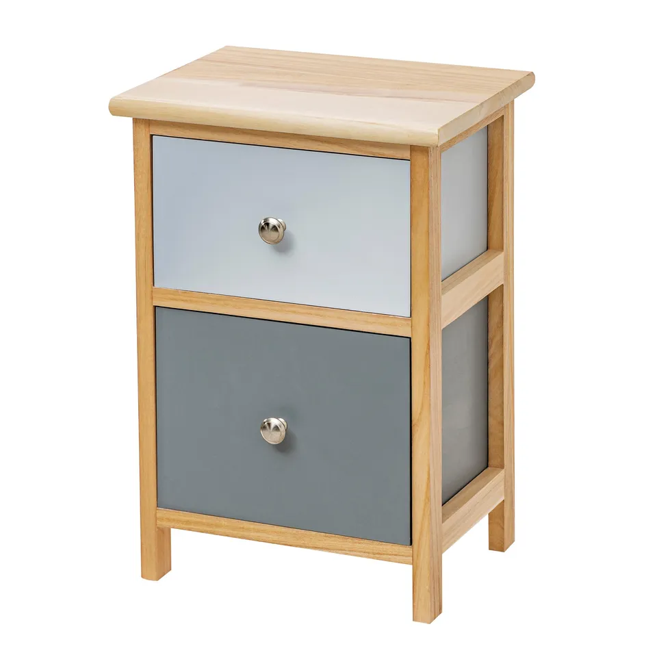 Baroni Home Comodino 2 Cassetti Legno Azzurro 30x24x43 cm