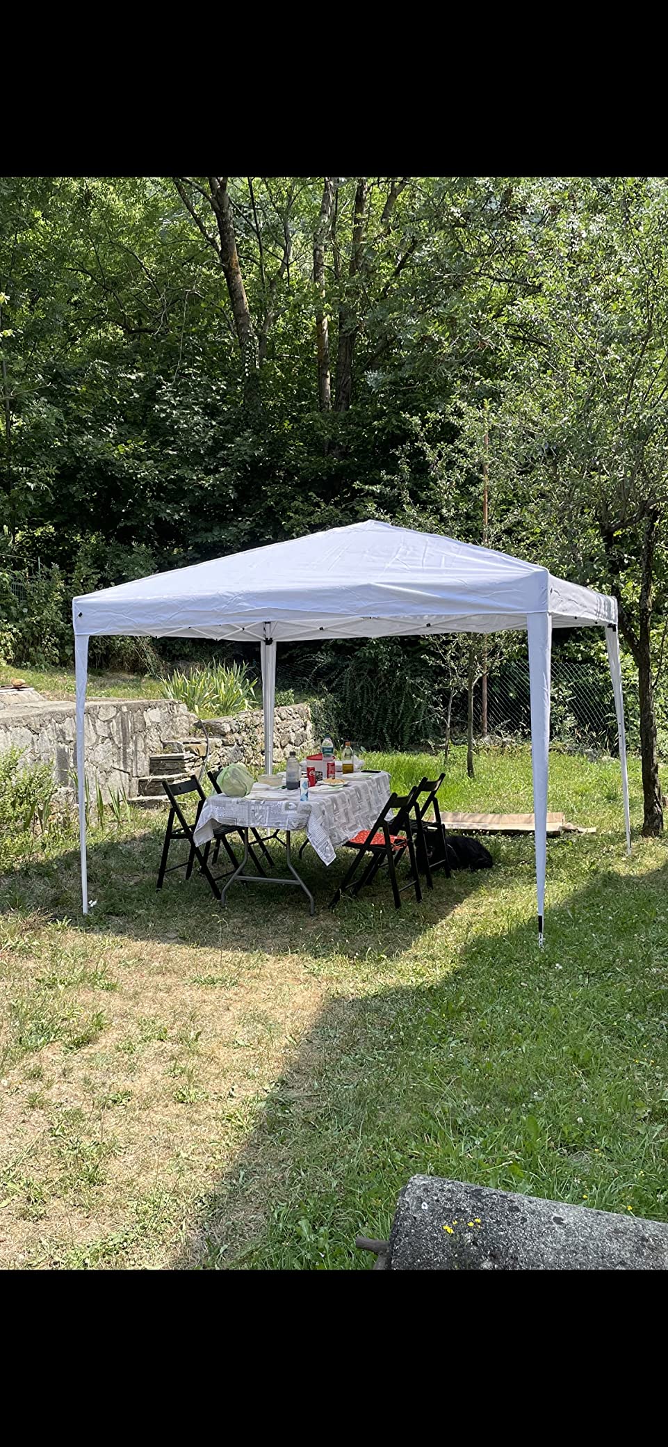 Baroni Home Gazebo 3x3 m Bianco Pieghevole con 4 Pareti