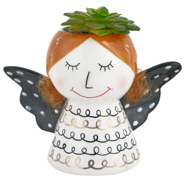 Baroni Home Angelo Vaso Ceramica Bianco 16x8x14 cm Natalizio