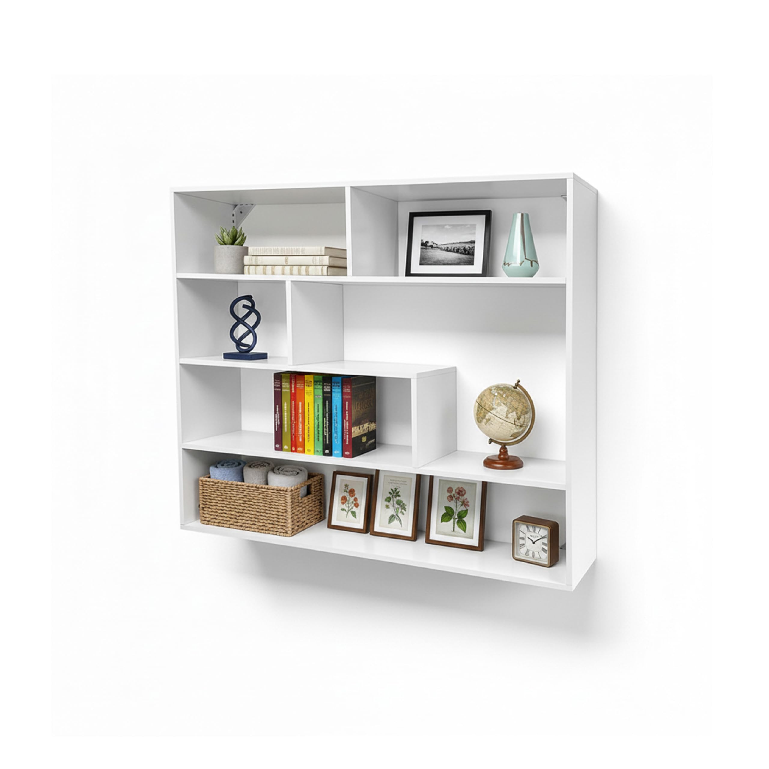 Baroni Home Libreria Zig Zag 6 Ripiani Bianco 24x70x191 cm