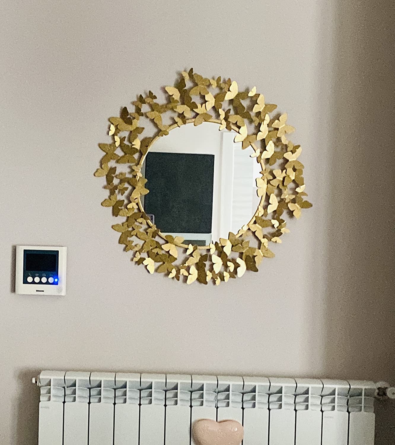Baroni Home Specchio da Parete Raggi Oro 60x60 cm