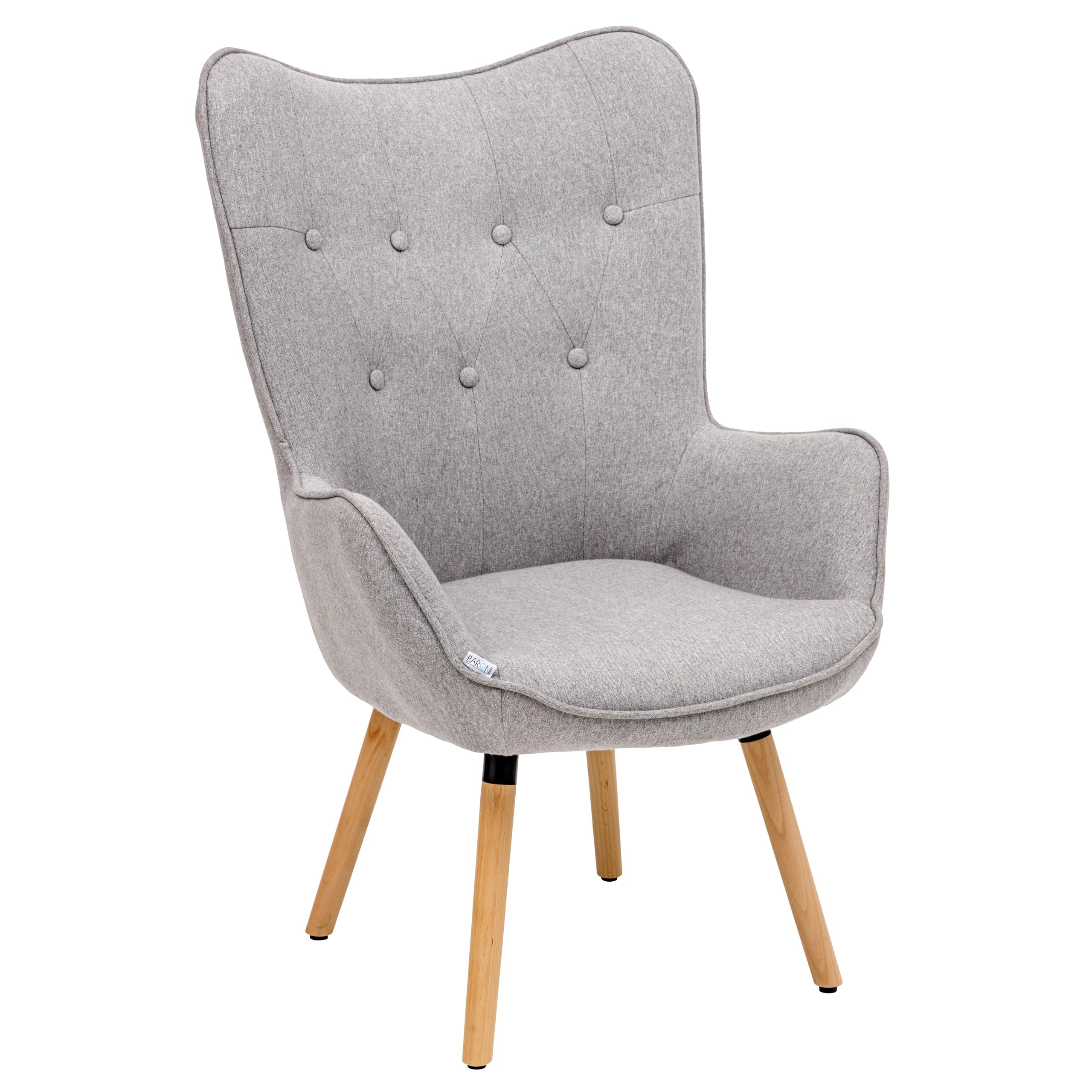 Baroni Home Poltrona Grigia 65x38x105 cm Schienale Alto