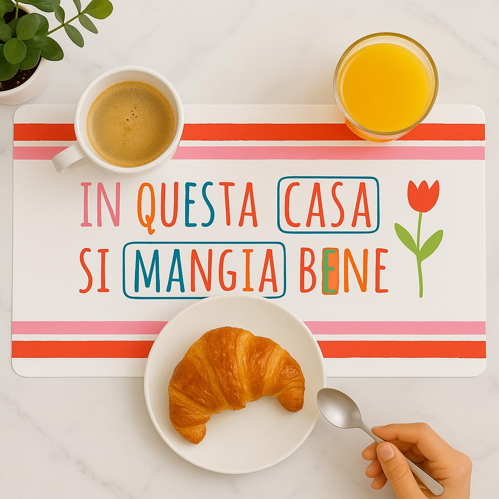 Baroni Home Set 6 Tovagliette In Questa Casa Si Mangia Bene Antimacchia