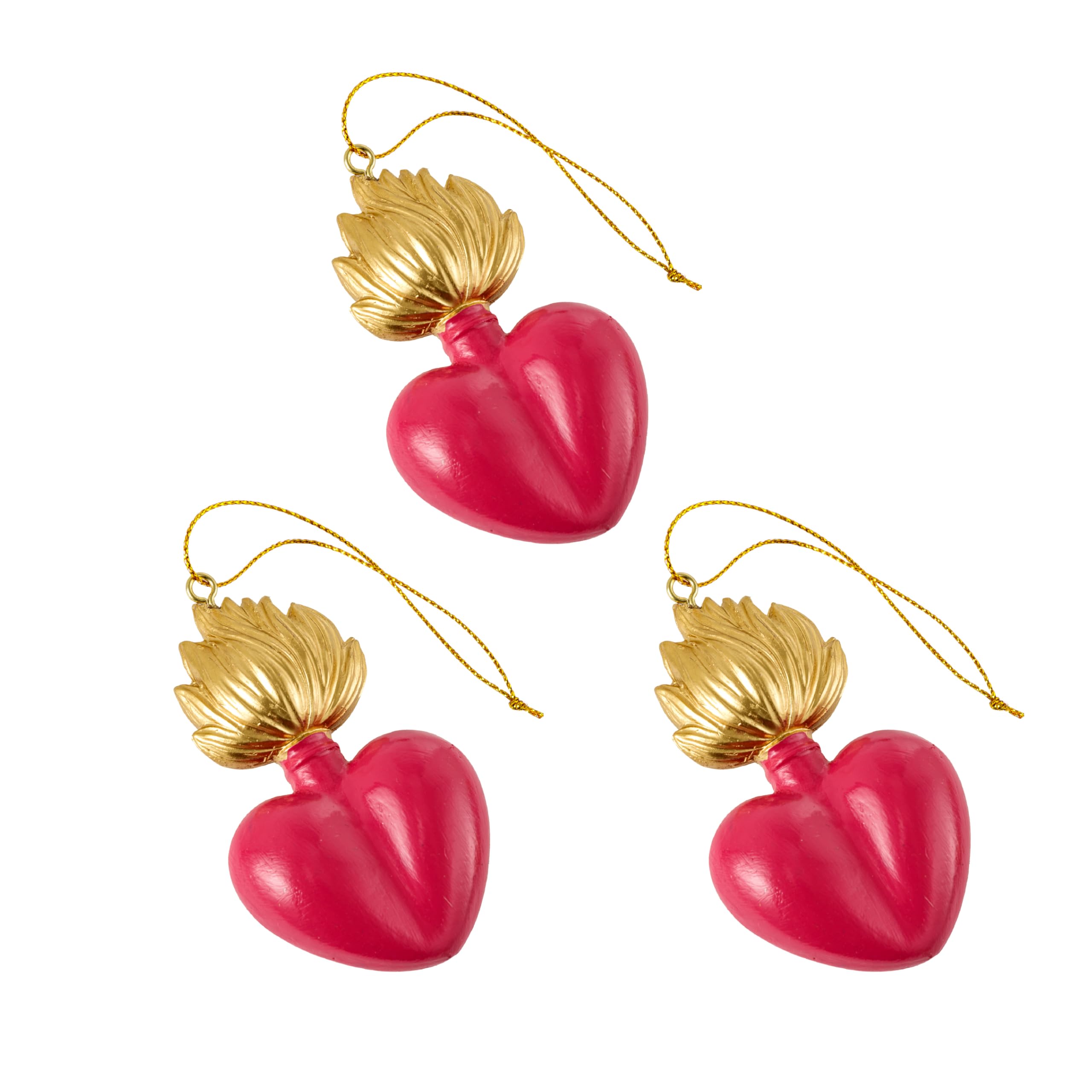 Baroni Home Sacro Cuore set 3 pendenti resina turchese oro