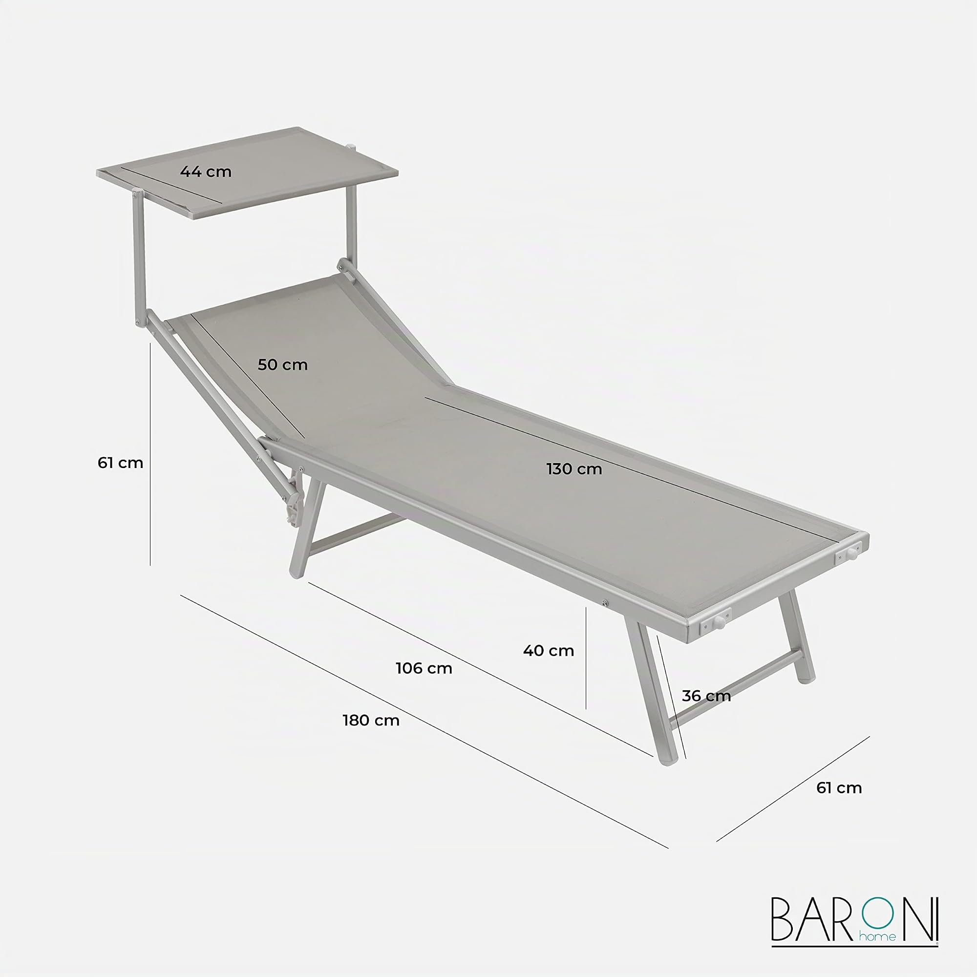 Baroni Home Set 2 Lettini Prendisole Grigi Tettuccio 60x190 cm