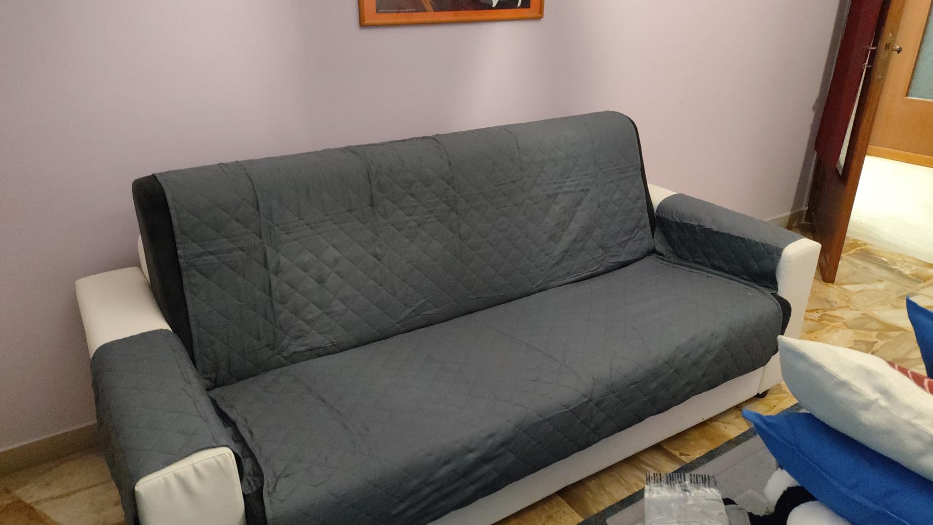 Textilhome Malu Copridivano 3 Posti 160 cm Grigio Imbottito