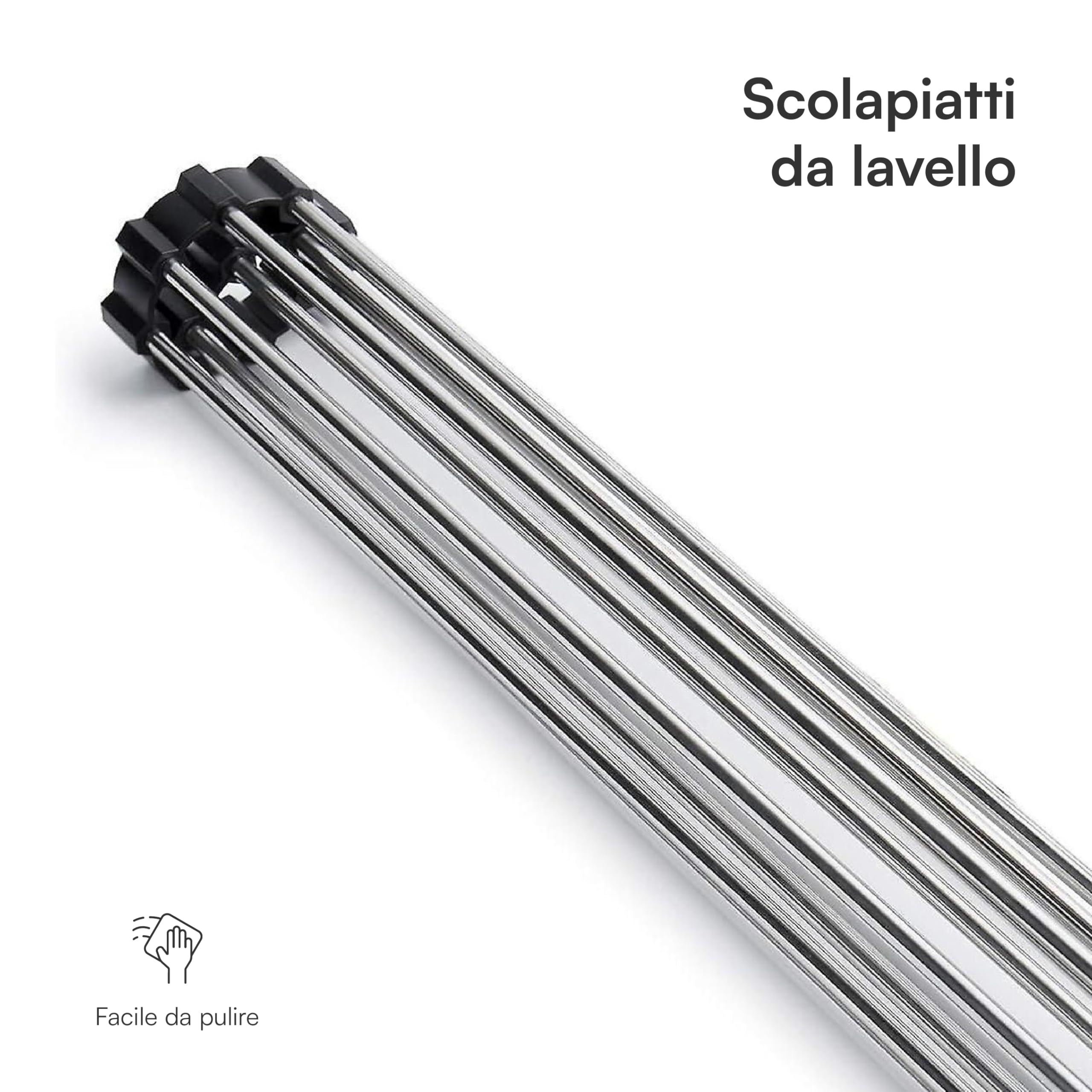 Baroni Home Scolapiatti Arrotolabile Metallo 19x47 cm salvaspazio
